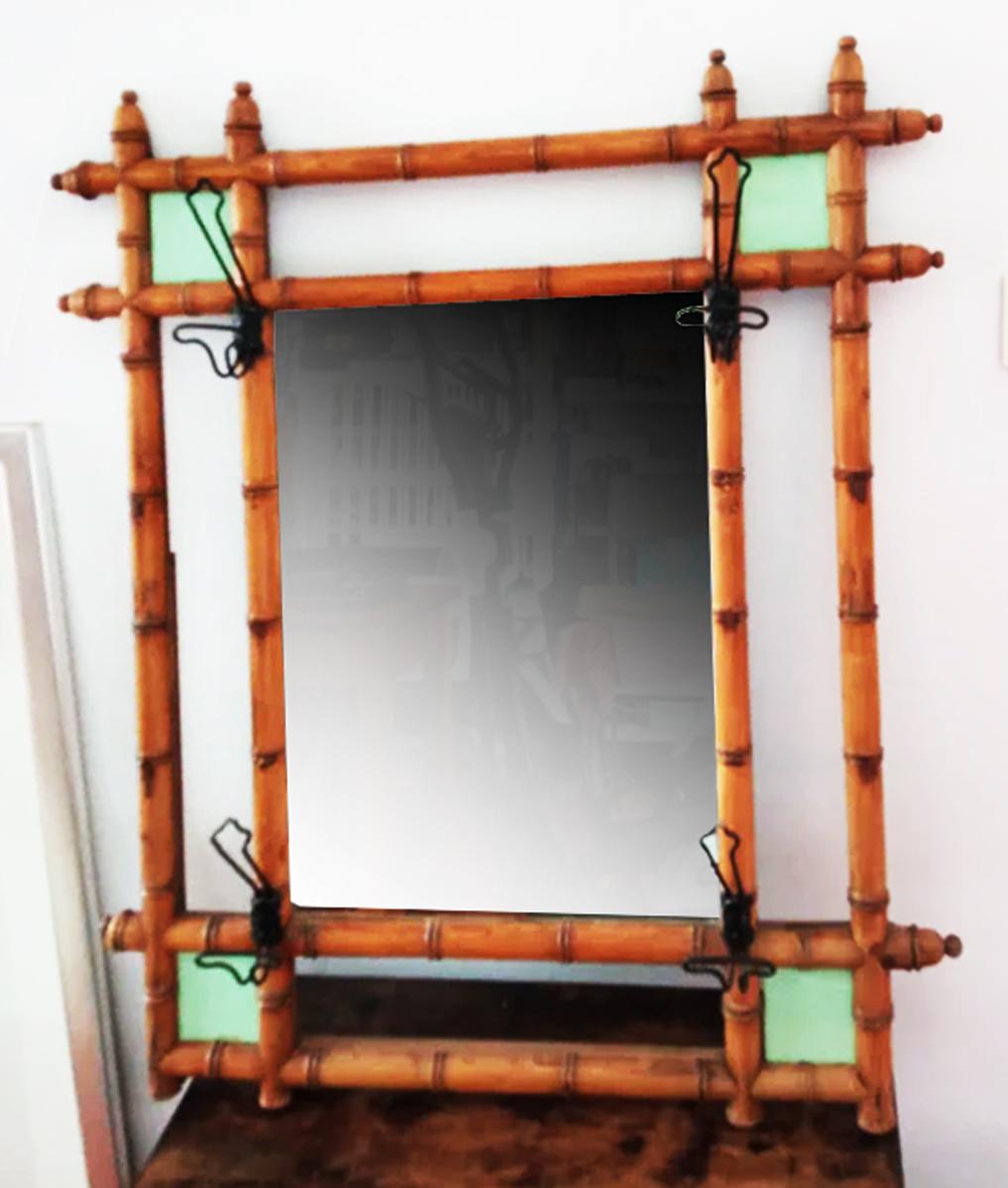 British  Wall Mirror and Coat Racks Aesthetics Movement Faux Bamboo Victorian, England For Sale
