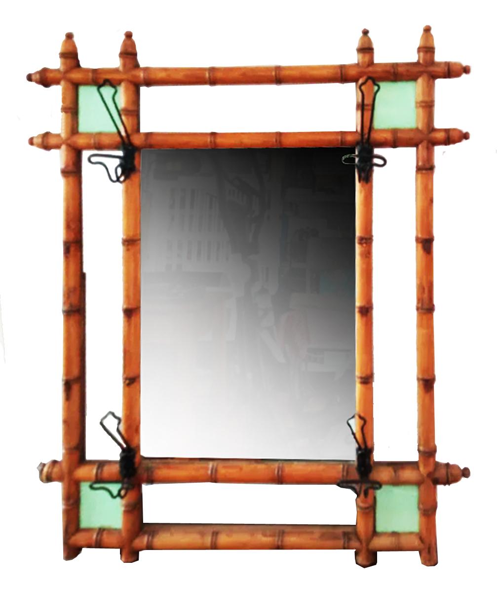 19th Century  Wall Mirror and Coat Racks Aesthetics Movement Faux Bamboo Victorian, England For Sale