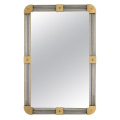 Wall Mirror, Antique Brass Finish and Handmade Clear Glass.