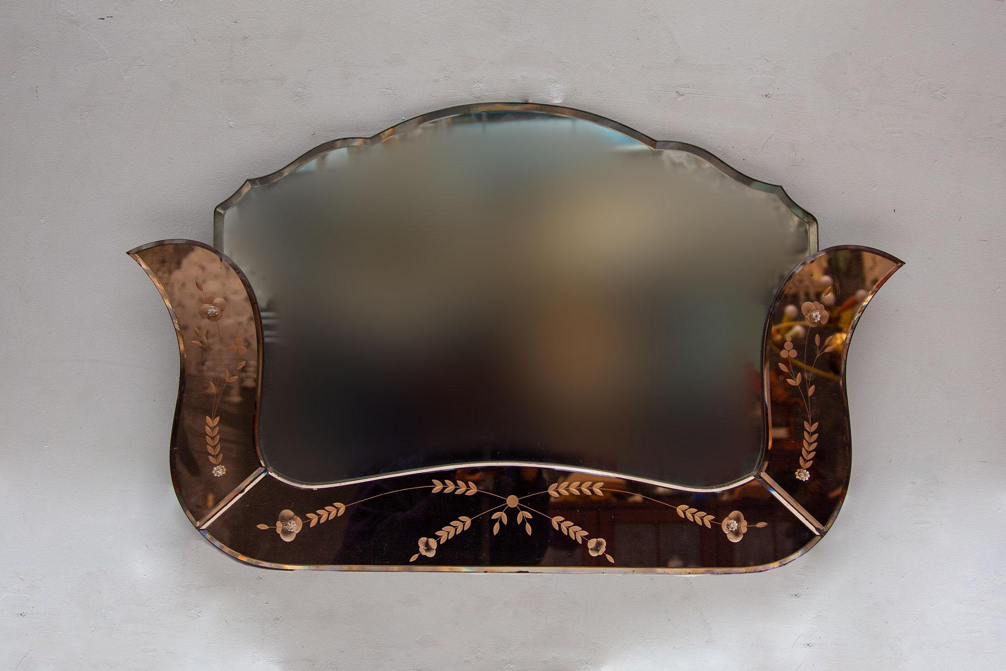 Espejo de Pared Art deco Decoración Floralien Facetado. Vidrio en venta