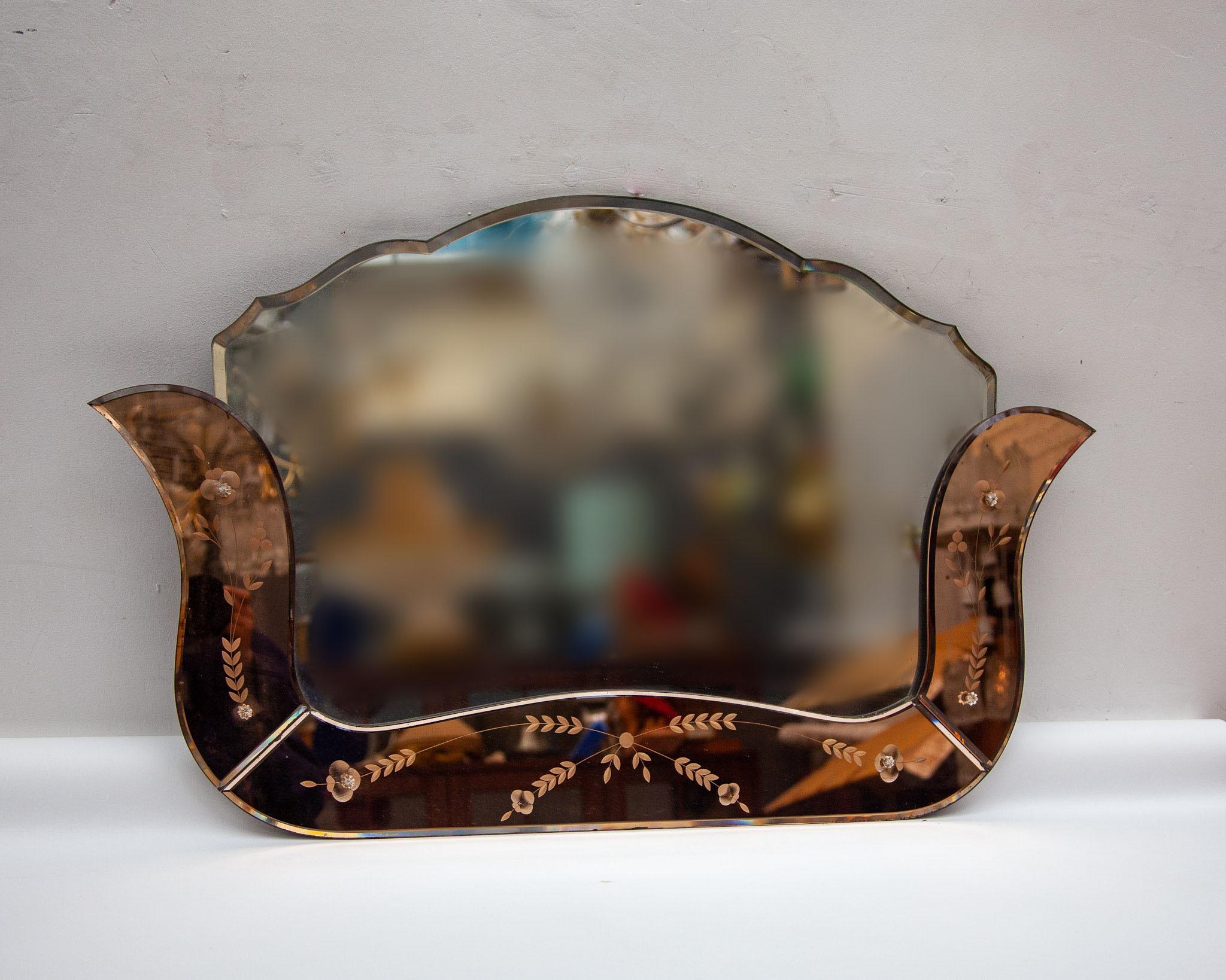 Espejo de Pared Art deco Decoración Floralien Facetado. en venta 2