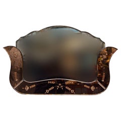 Wall Mirror Art deco Faceted Floralien Decoration.