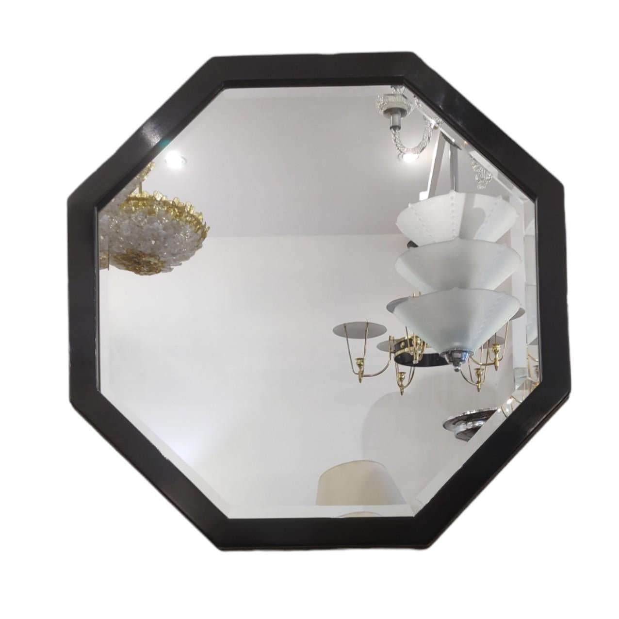 Argentine Wall Mirror Art Deco  Lacquered Black Frame For Sale