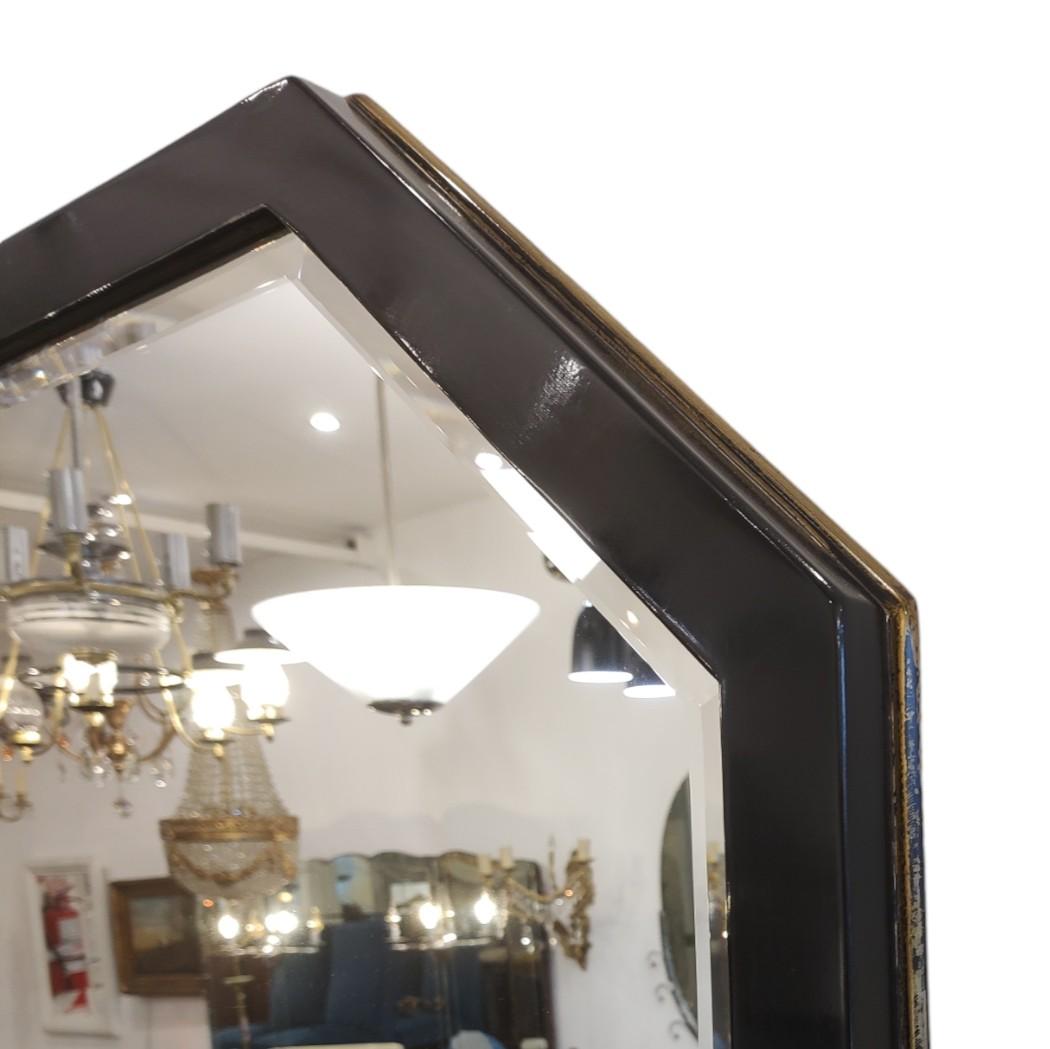 Wall Mirror Art Deco  Lacquered Black Frame In Fair Condition For Sale In Ciudad Autónoma Buenos Aires, AR