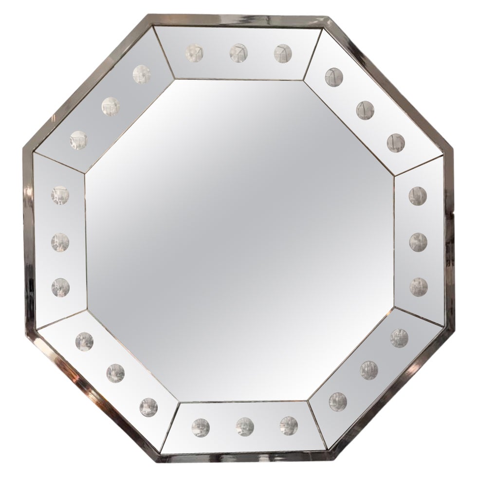 Miroir mural avec cadre chromé de style Art Déco