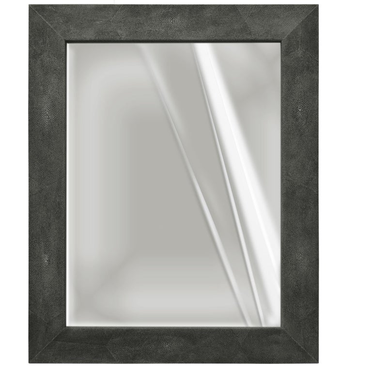 Rectangular Wall Mirror Artistic Black Ecological Shagreen