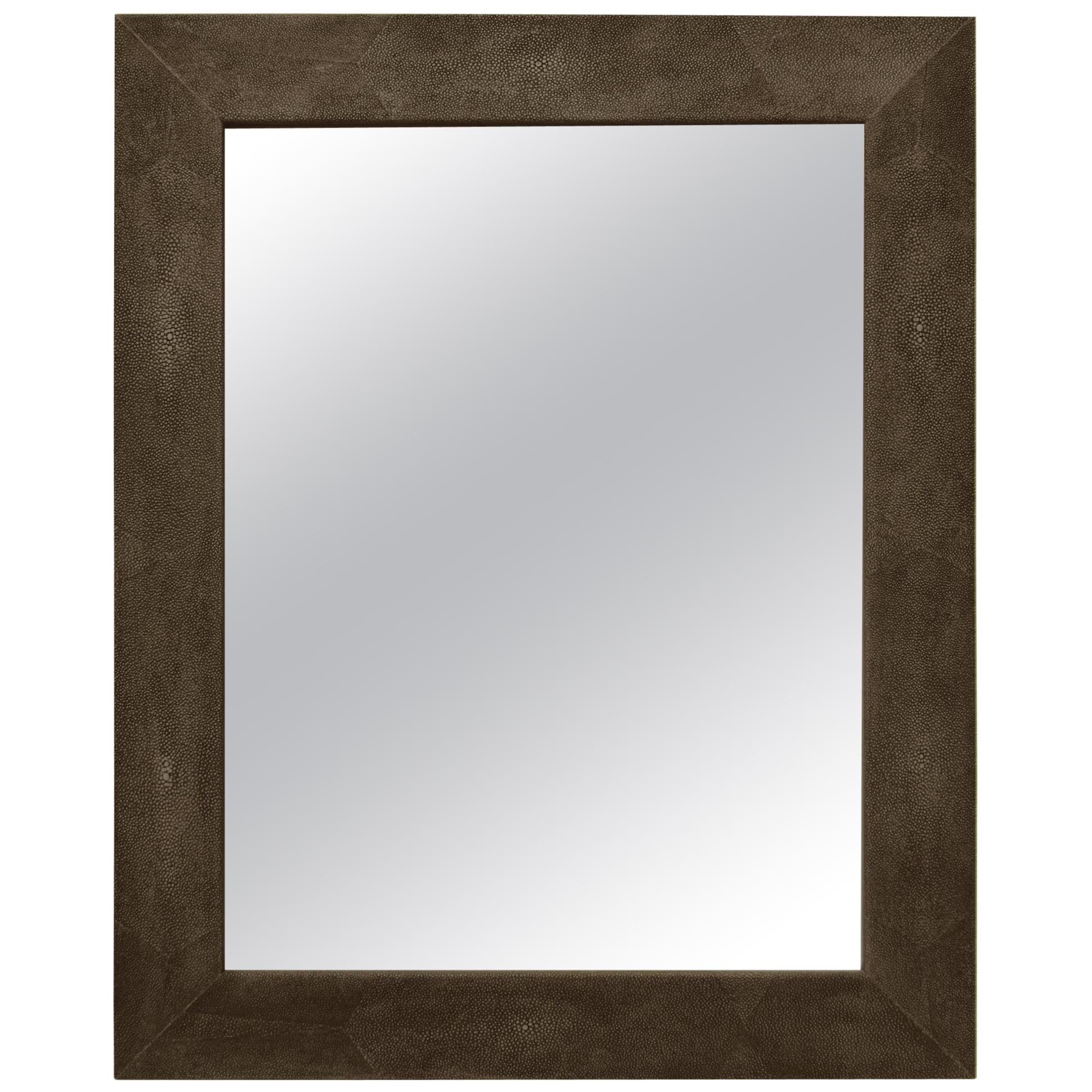 Wall Mirror Artistic Moonstone Brown Ecological Shagreen Decoration