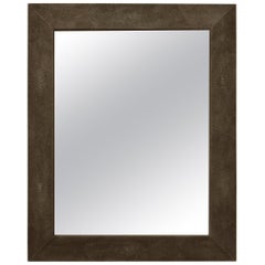 Miroir mural artistique en pierre de lune marron décoré de galuchat écologique