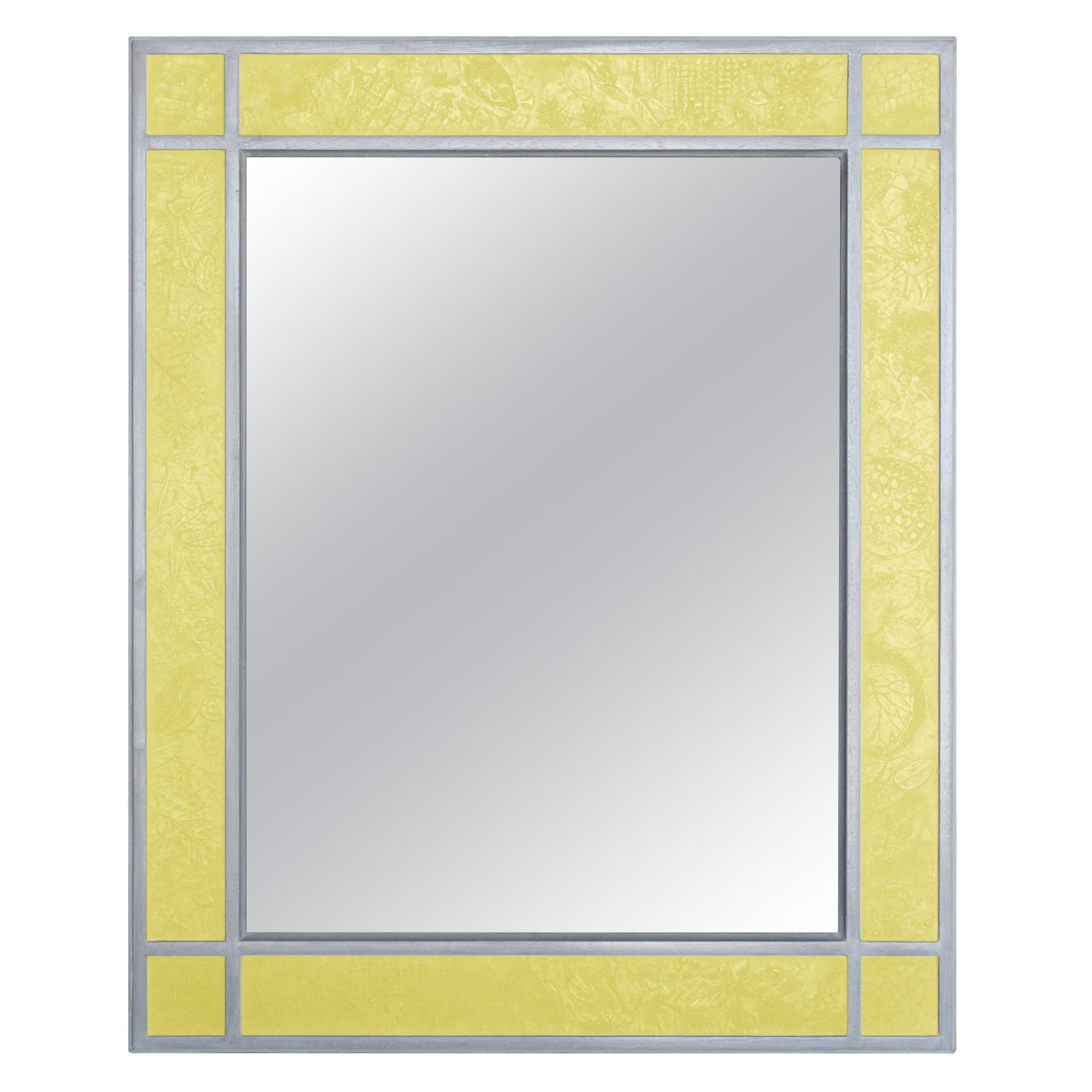 Wall Mirror Artistic Pattern Yellow Scagliola Decoration Light Bas-Relief
