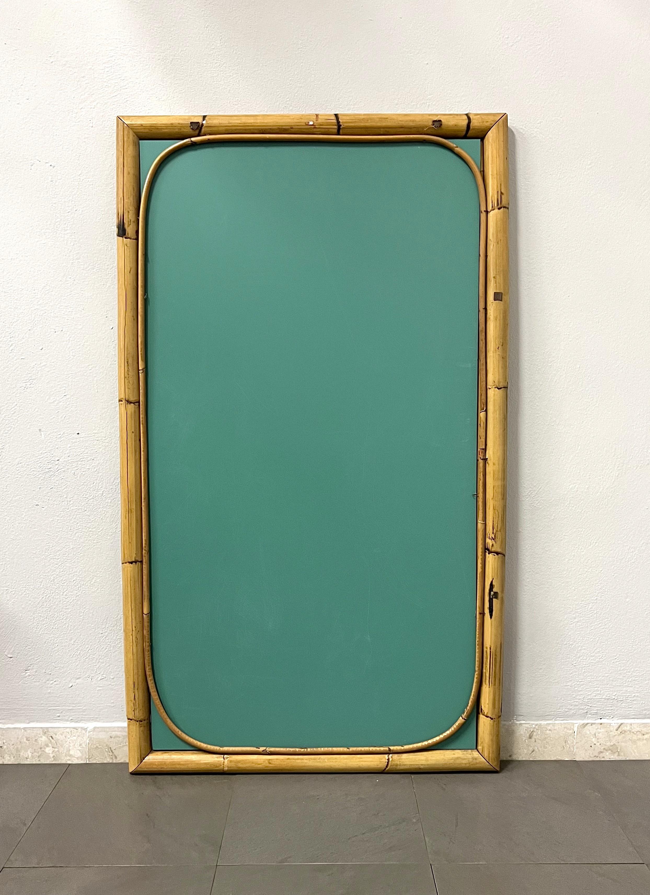 Wall Mirror Bamboo Rectangular Midcentury Modern Italian Design 1970s 3