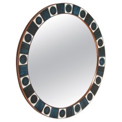 Miroir mural, carreaux en céramique bleue de Dietlinde Hein pour Knabstrup, Danemark, années 1960
