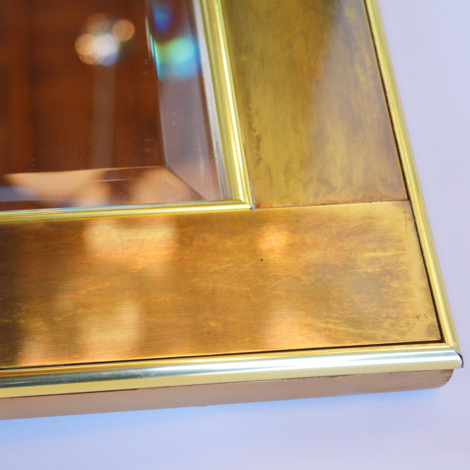 Late 20th Century Wall Mirror Brass Acid Etched by Bernhard Rohne for Mastercraft 1970s For Sale