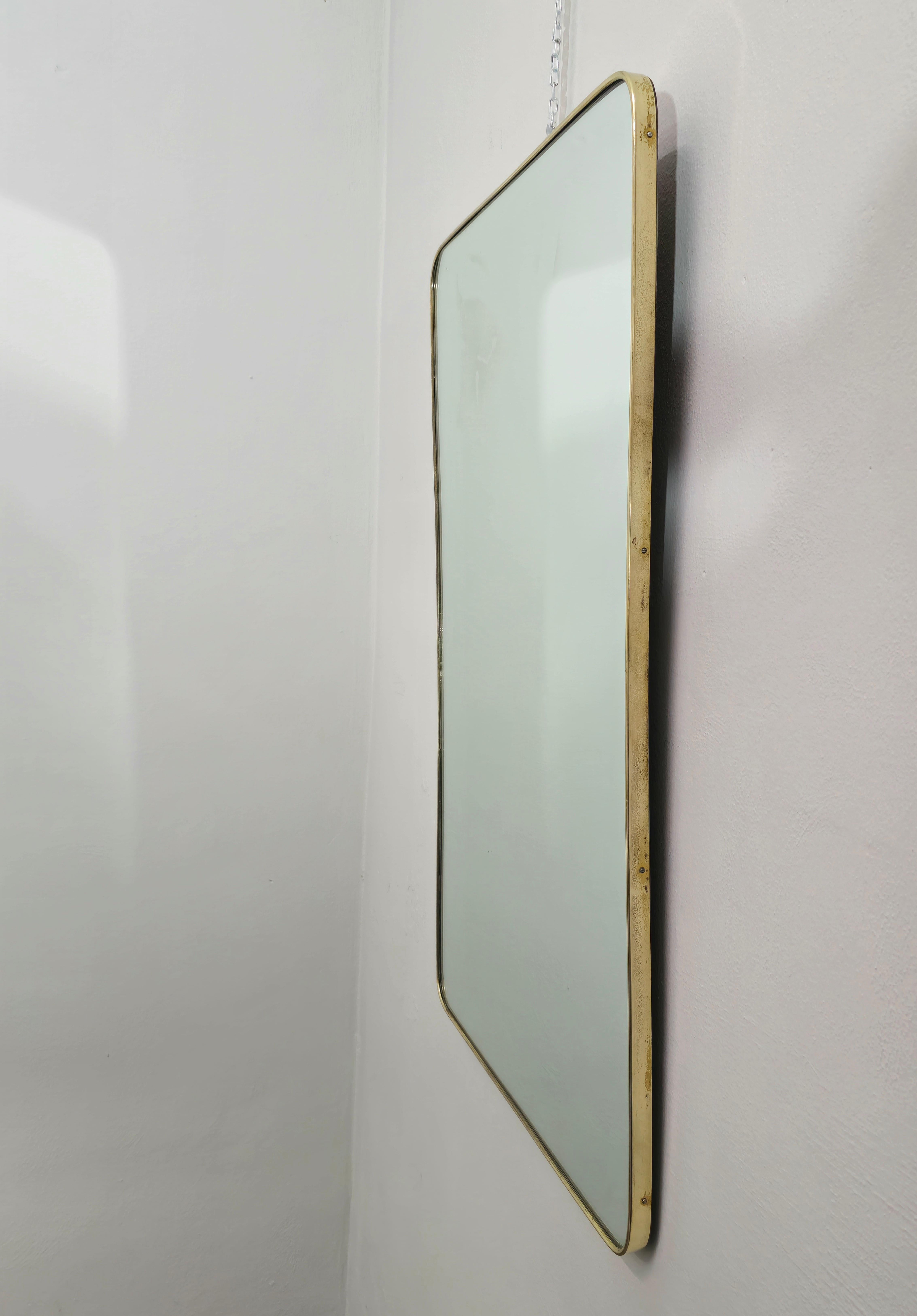 Mid-Century Modern Wall Mirror Brass Attributable to Gio Ponti Midcentury Modern Italian Design 50s