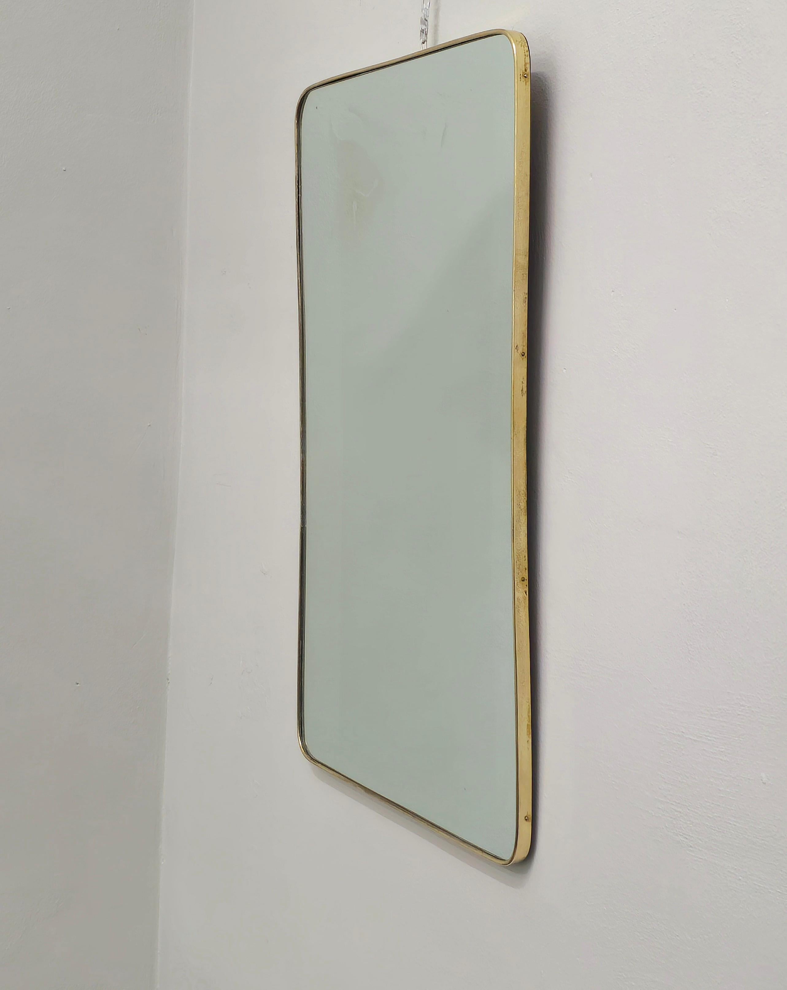 Wall Mirror Brass Attributable to Gio Ponti Midcentury Modern Italian Design 50s In Good Condition In Palermo, IT