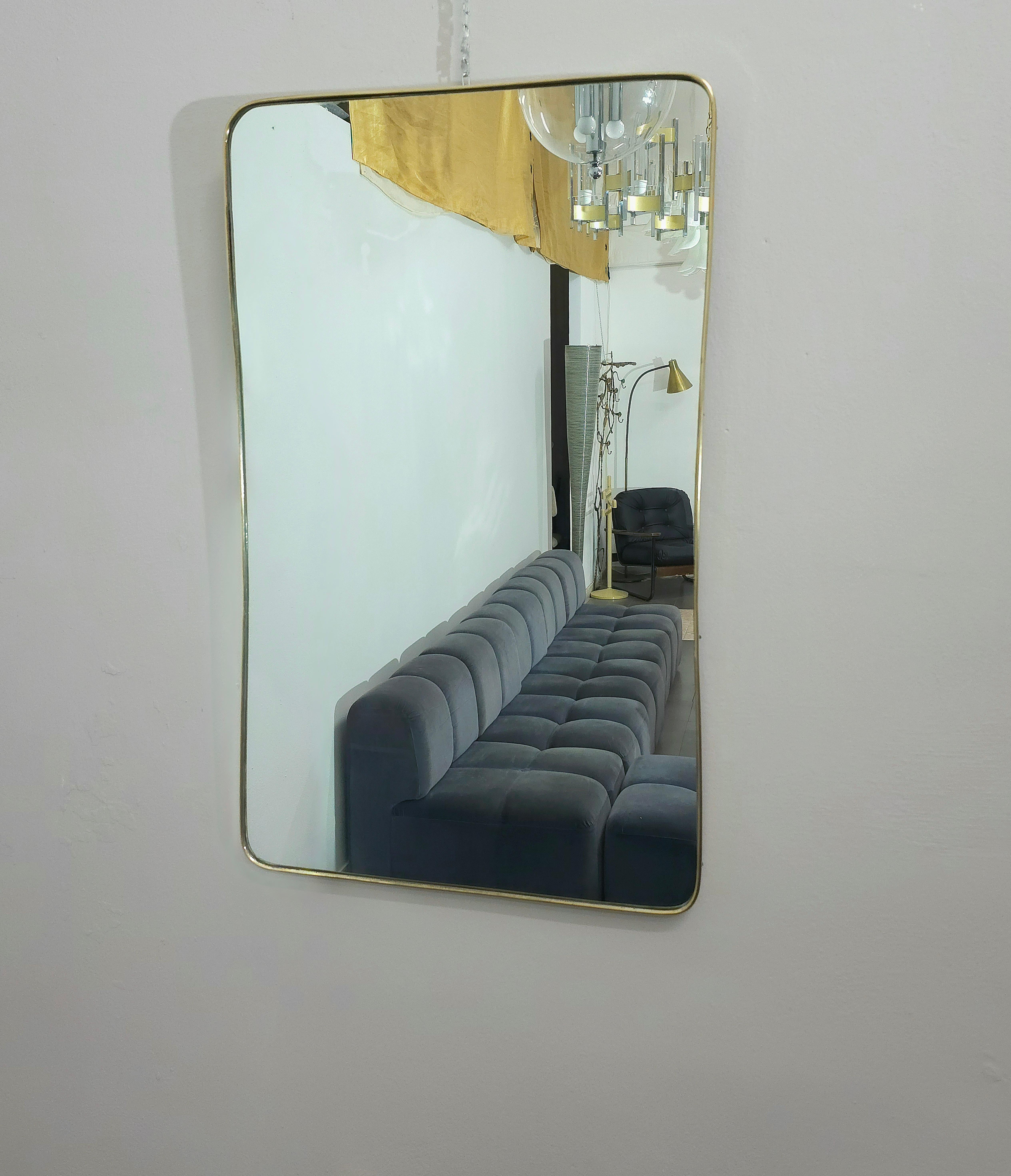 20th Century Wall Mirror Brass Attributable to Gio Ponti Midcentury Modern Italian Design 50s