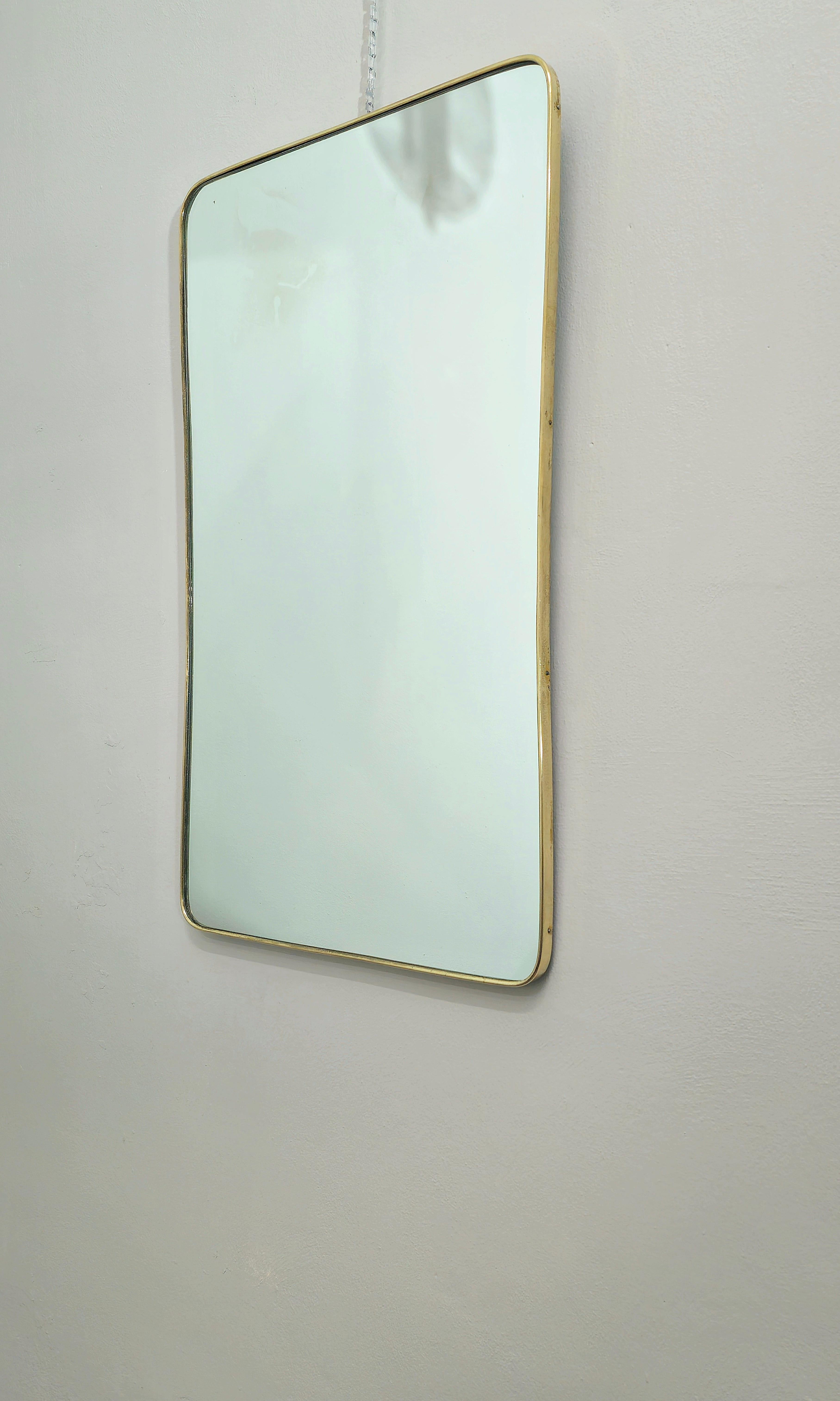 Wall Mirror Brass Attributable to Gio Ponti Midcentury Modern Italian Design 50s 2
