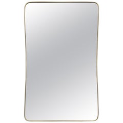 Wall Mirror Brass Attributable to Gio Ponti Midcentury Modern Italian Design 50s