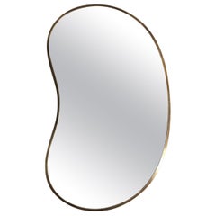 Wall Mirror Brass Haricot Midcentury Modern Italian Design 1950s