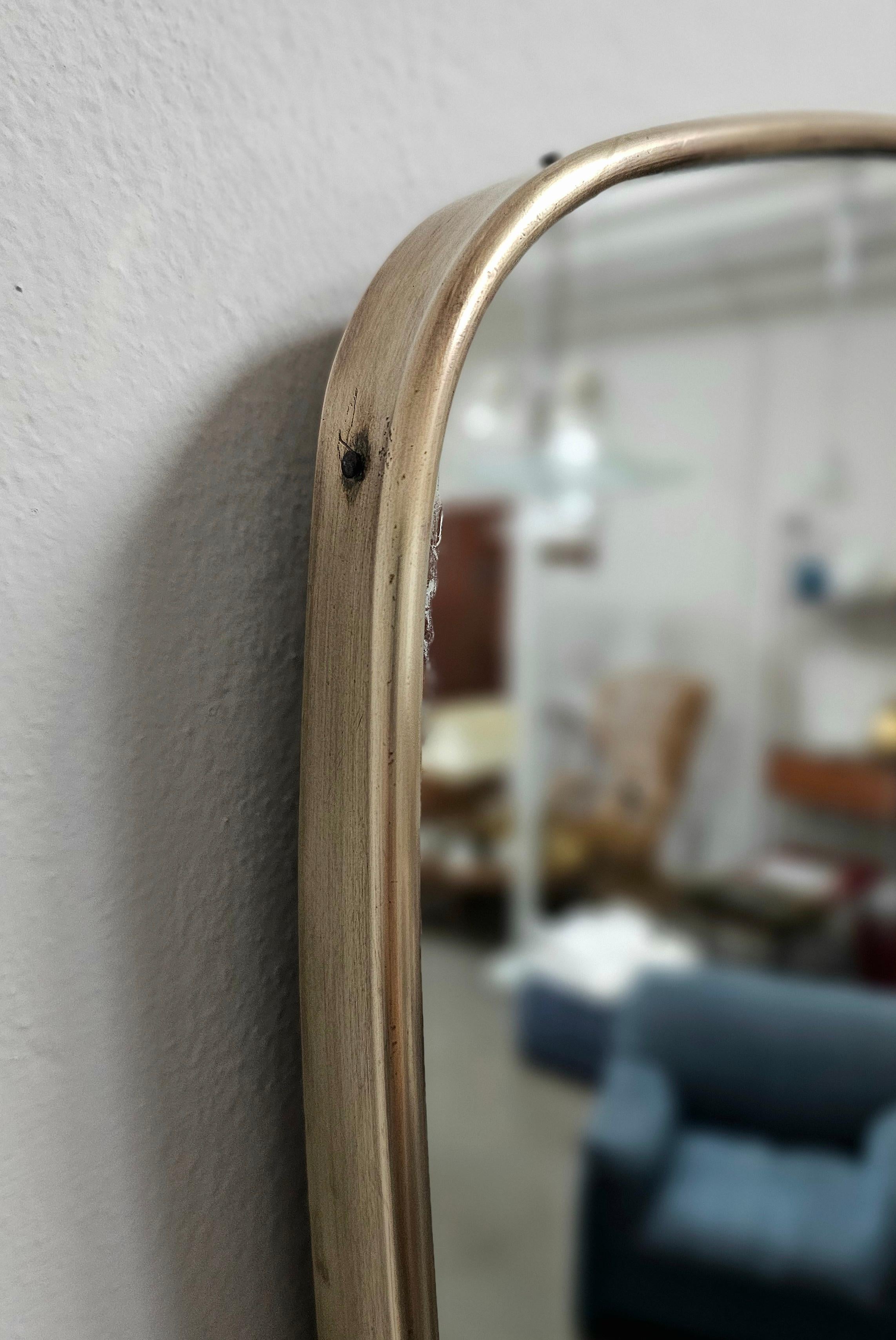Wall Mirror Brass  Italian design Gio Ponti style 1950s Midcentury In Good Condition In Palermo, IT