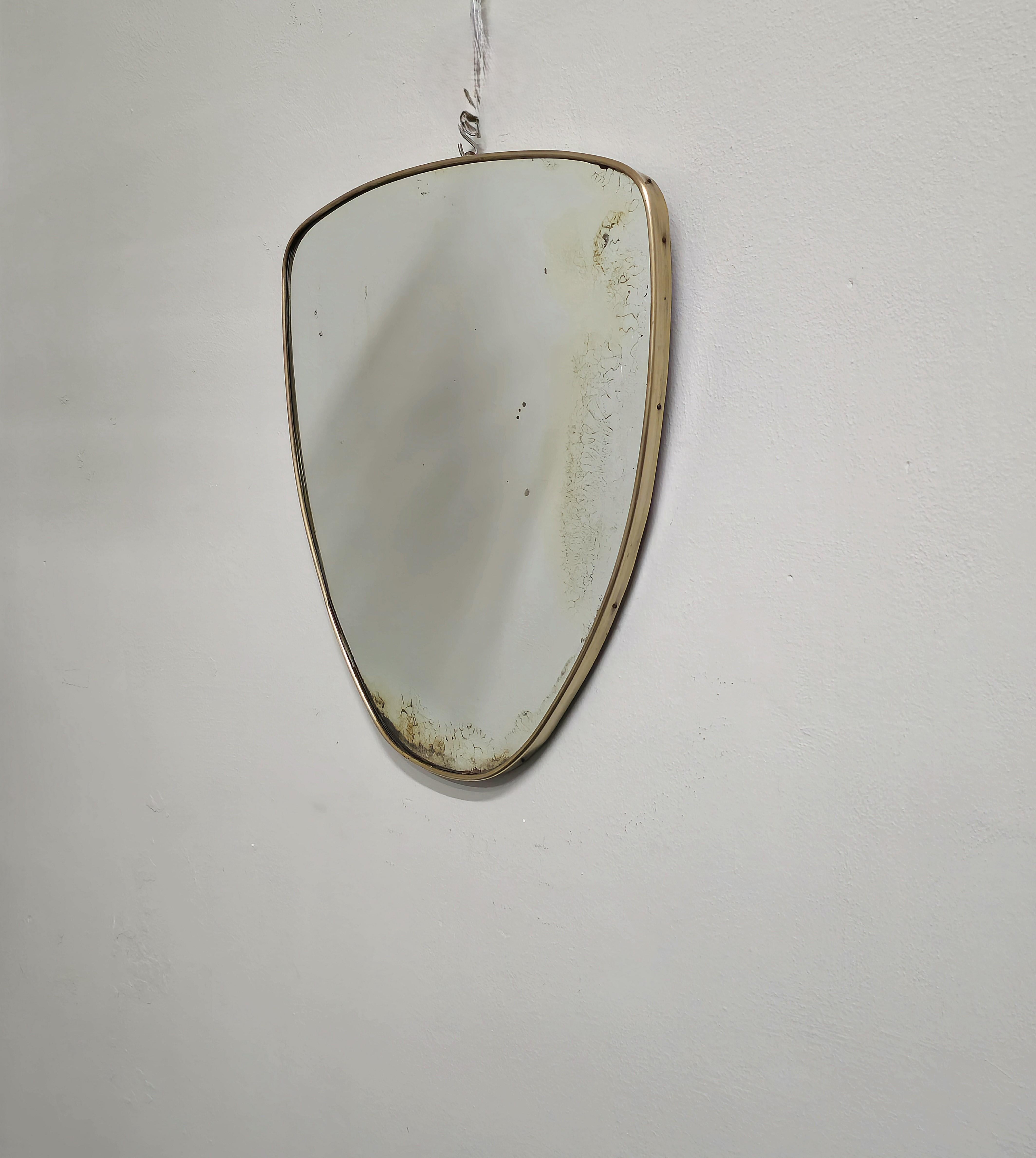 Wall Mirror Brass  Italian design Gio Ponti style 1950s Midcentury 2