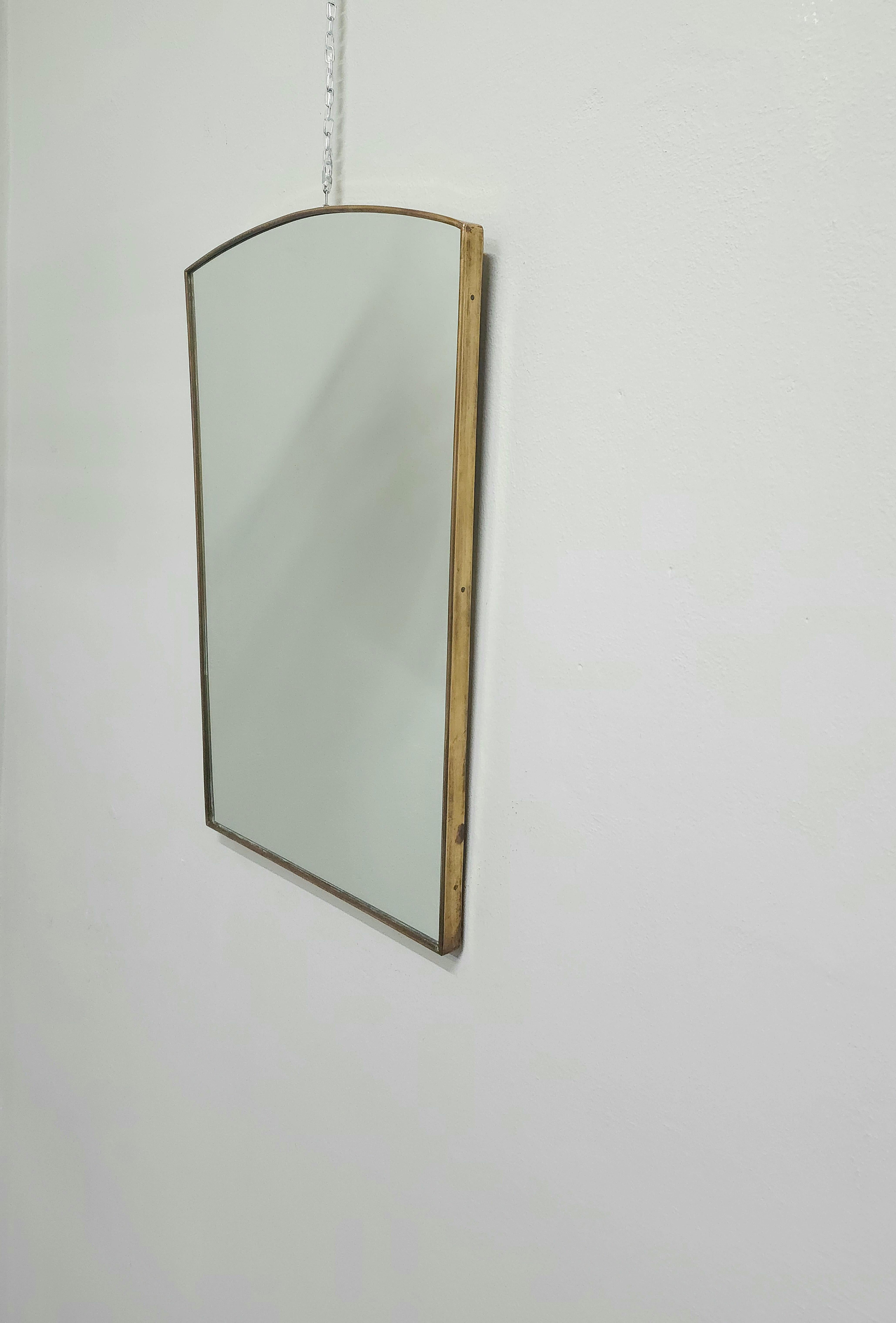 Mid-Century Modern Wall Mirror Brass Midcentury Modern Italian Design 1950s 1960s For Sale