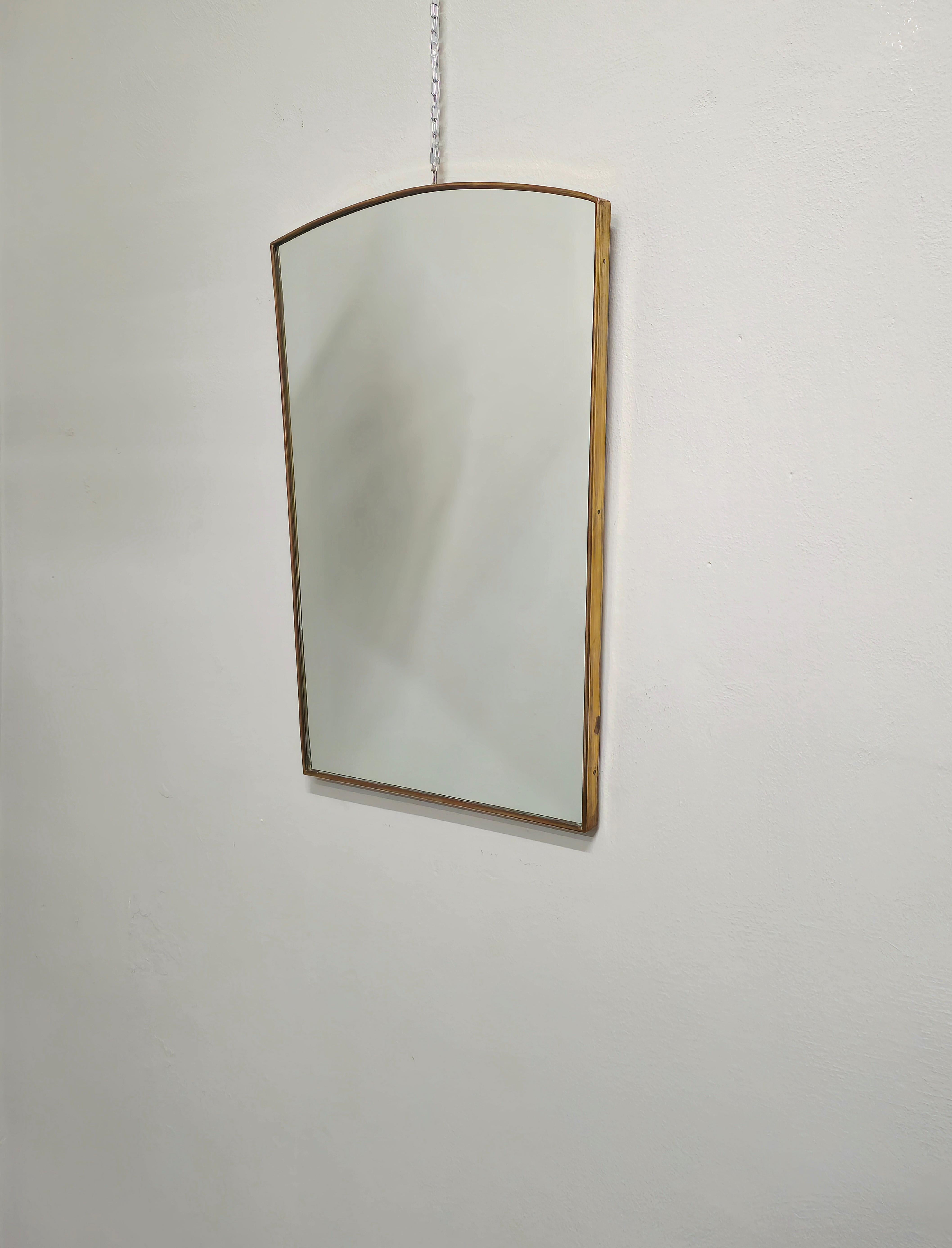 Wall Mirror Brass Midcentury Modern Italian Design 1950s 1960s In Good Condition For Sale In Palermo, IT