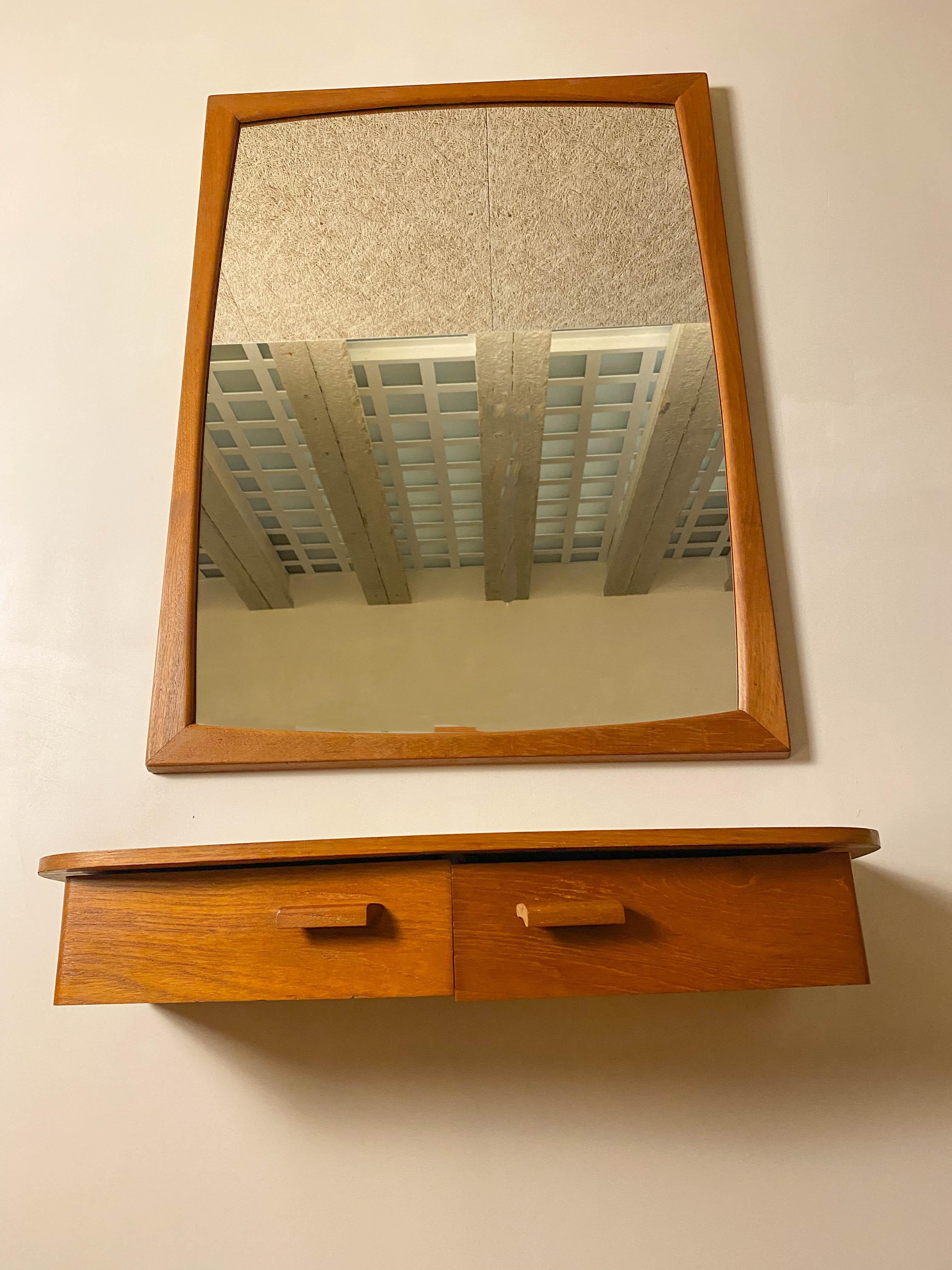 Late 20th Century Wall Mirror by Aksel Kjersgaard with Shelf For Sale