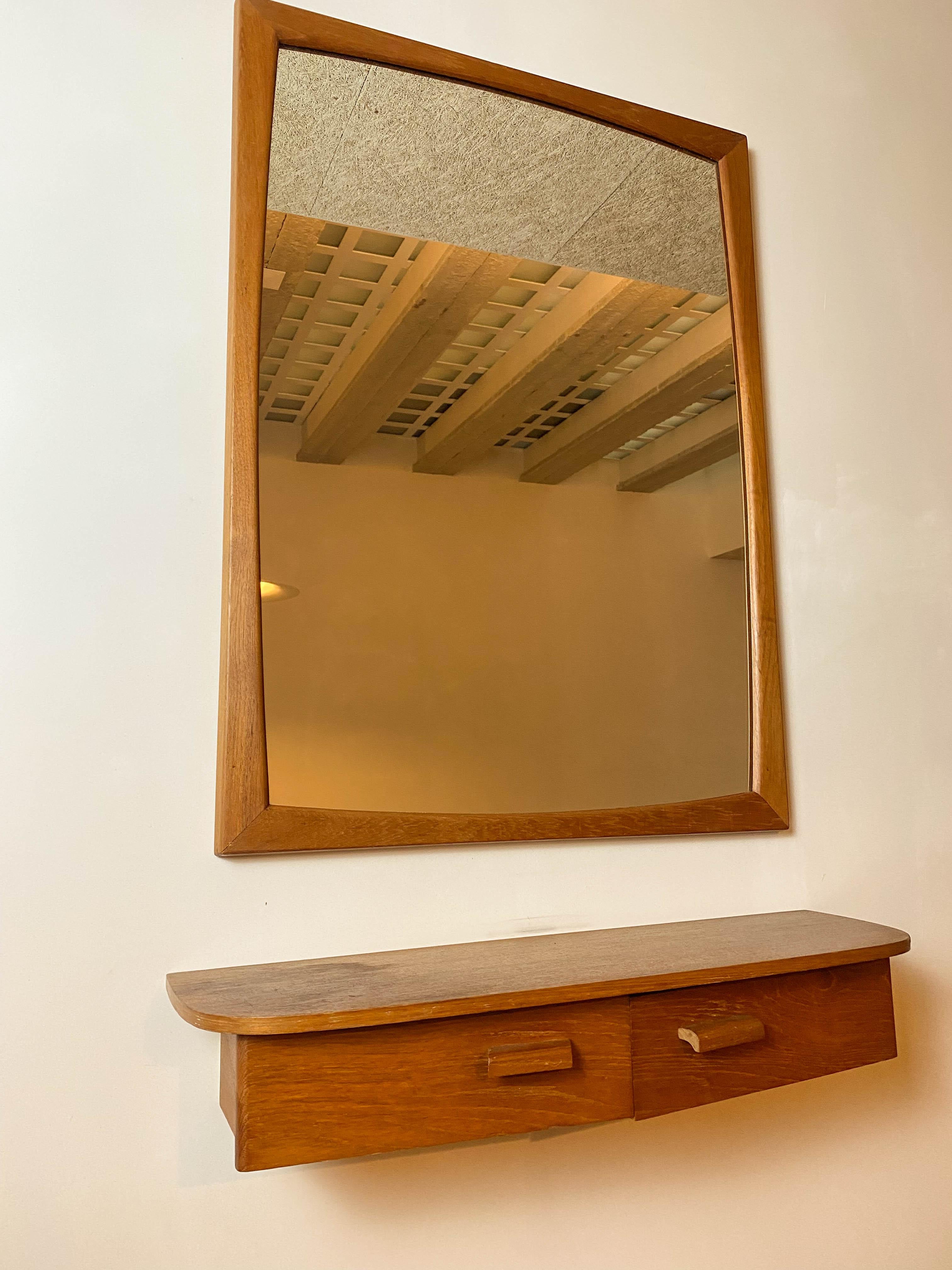 Wall Mirror by Aksel Kjersgaard with Shelf For Sale 1