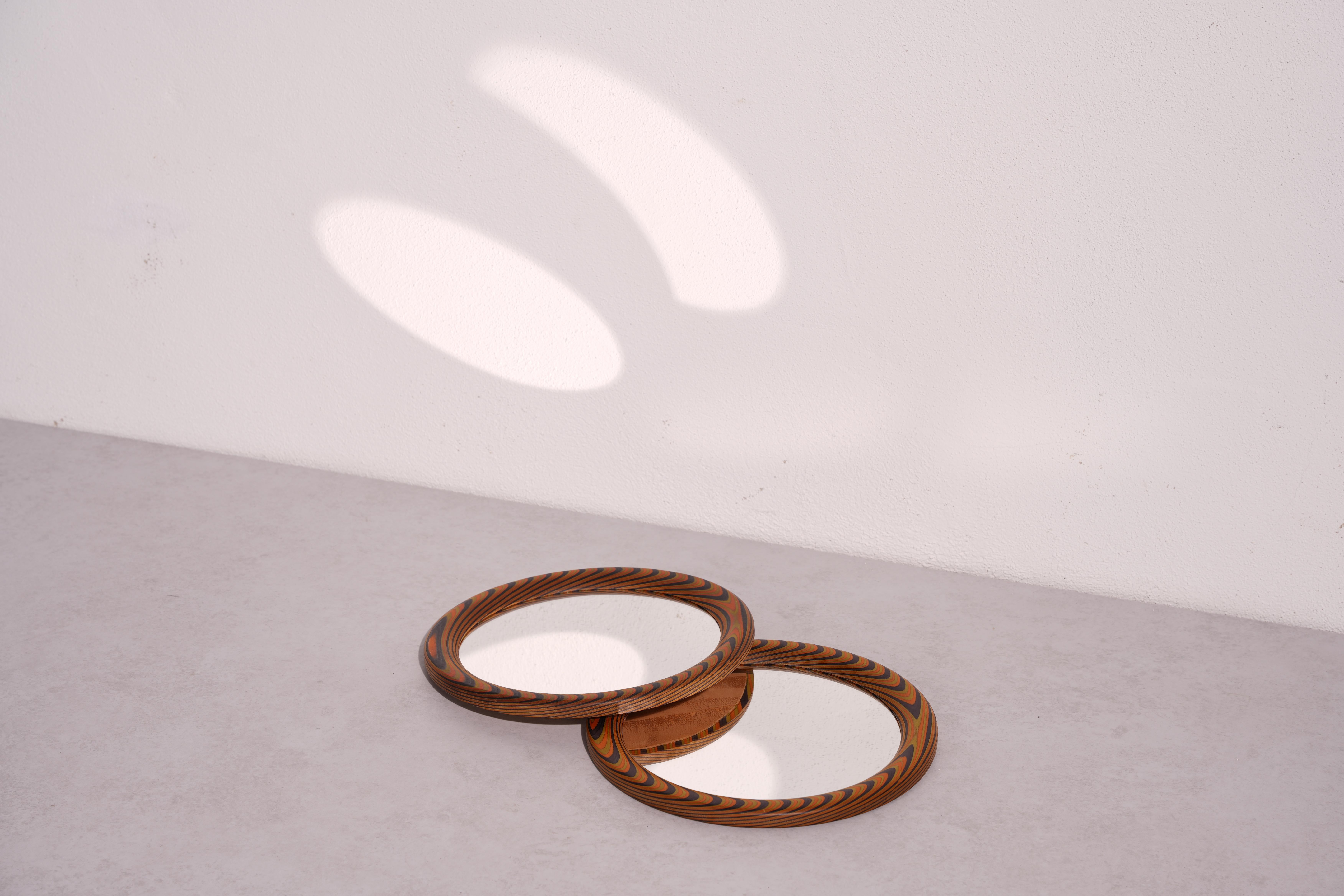 Espejo de pared de Angelo Mangiarotti para Alpi años 80, madera contrachapada en venta 5