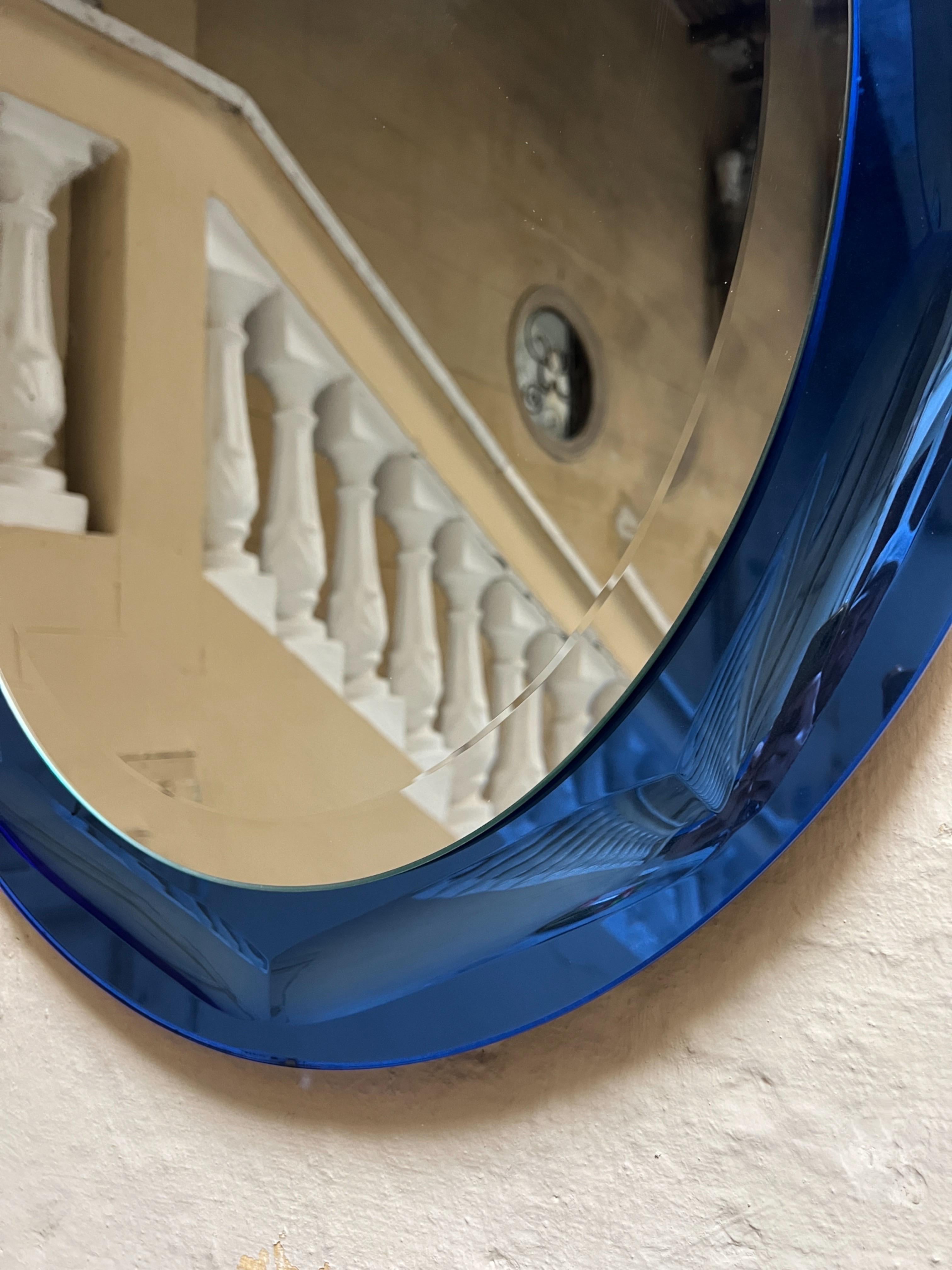 Wandspiegel von Cristal Art Torino, um 1960 blau Glas Mitte des Jahrhunderts im Angebot 3