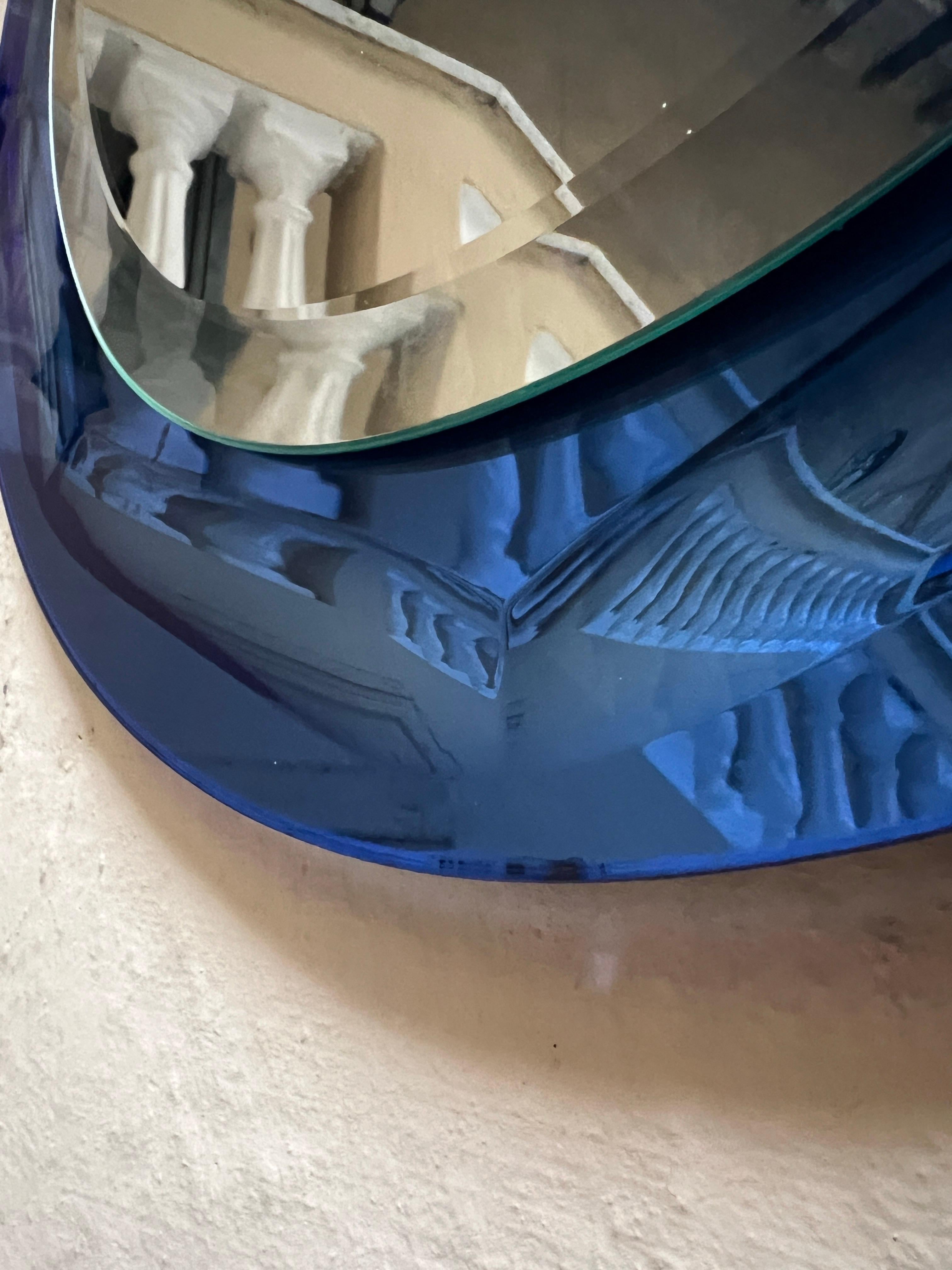 Wandspiegel von Cristal Art Torino, um 1960 blau Glas Mitte des Jahrhunderts im Angebot 4