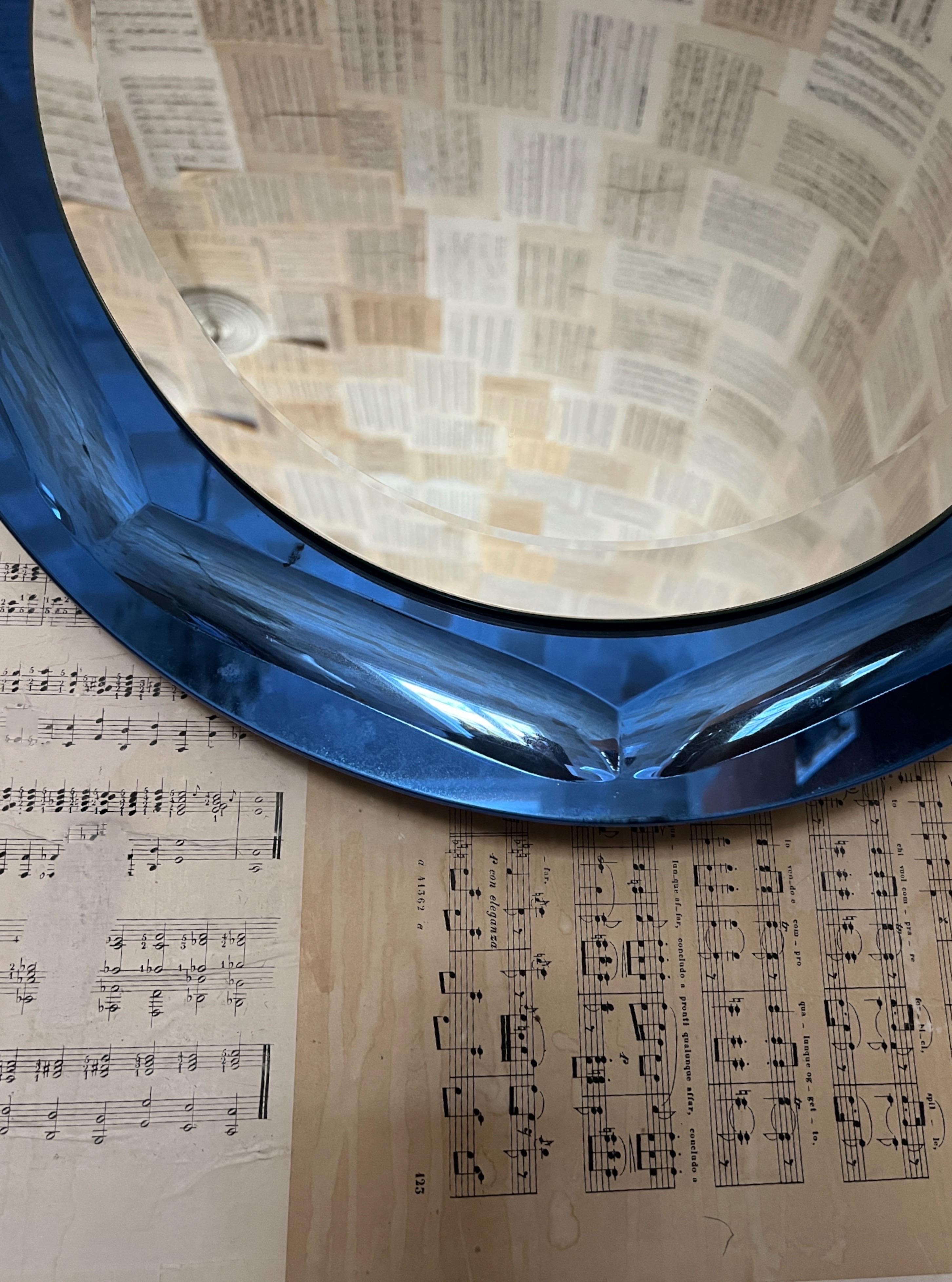 Wandspiegel von Cristal Art Torino, um 1960 blau Glas Mitte des Jahrhunderts (20. Jahrhundert) im Angebot