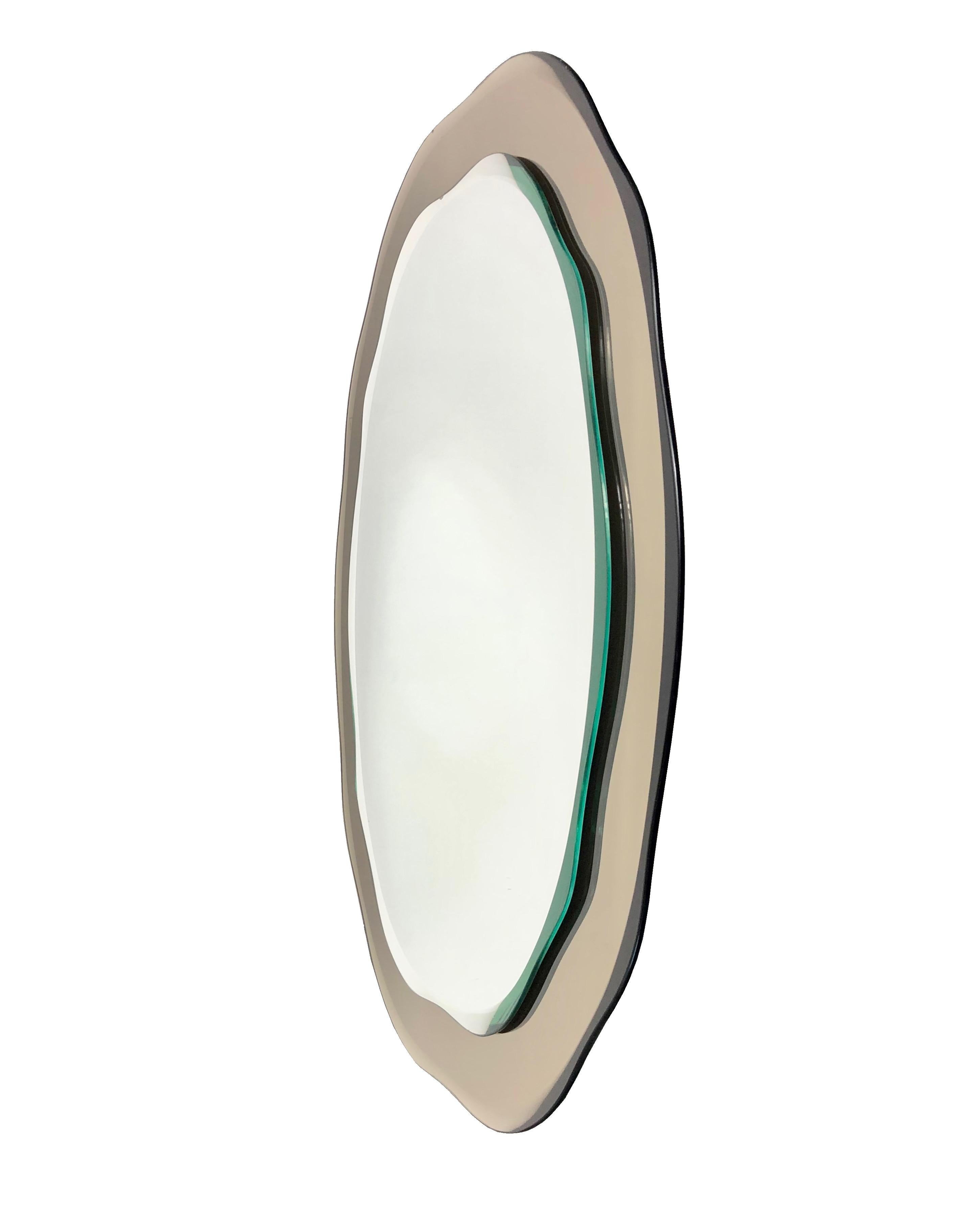 Italian Wall Mirror by Cristal Arte, Italy, 1960s, Mid-Century Modern Style For Sale