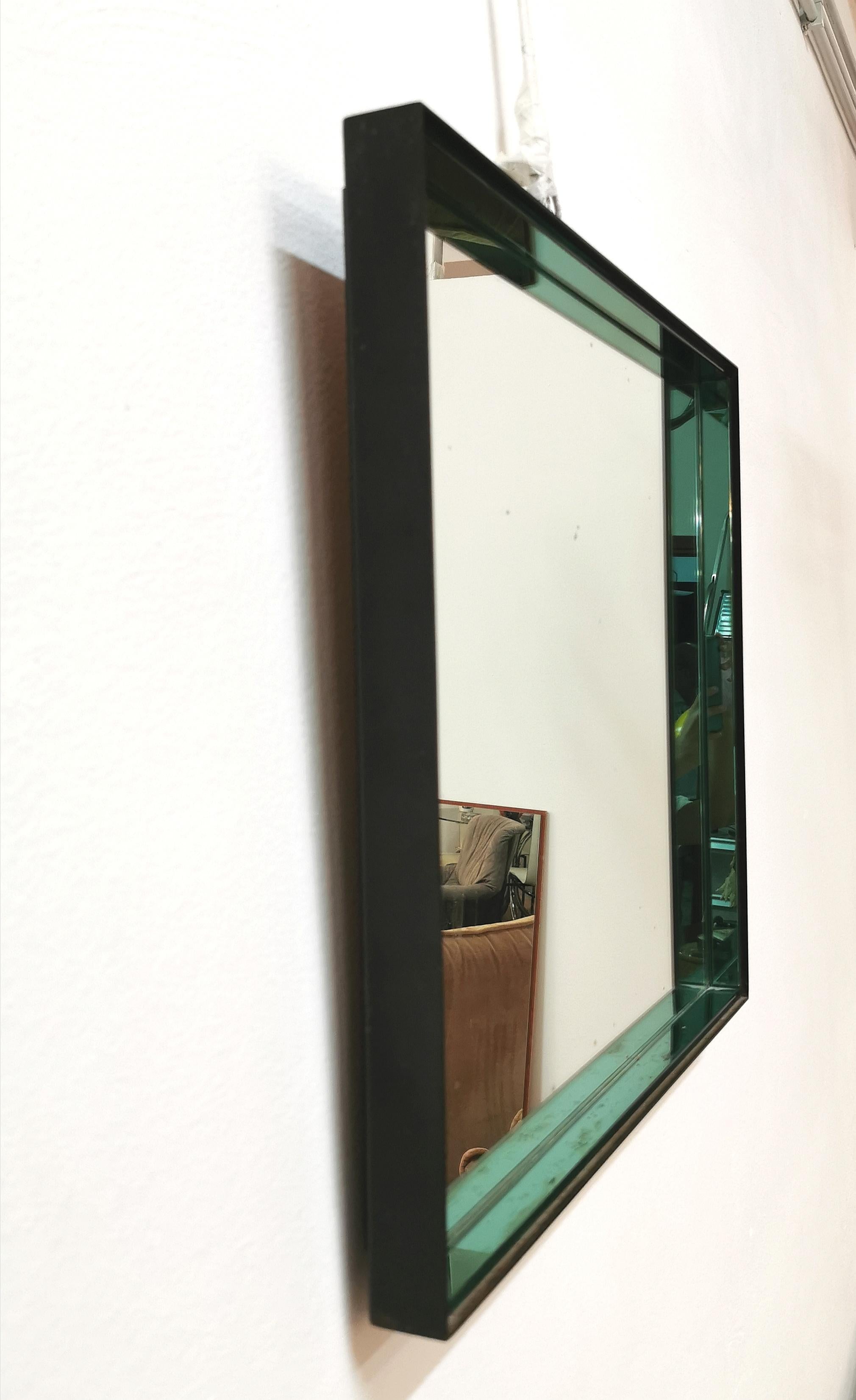 Wall Mirror by Fontana Arte Model 1928 Glass Metal Mid Century Italy 1964 In Good Condition In Palermo, IT