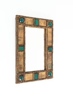 Miroir mural d'Irena Jaworska, cuivre et talosel, France, années 1970