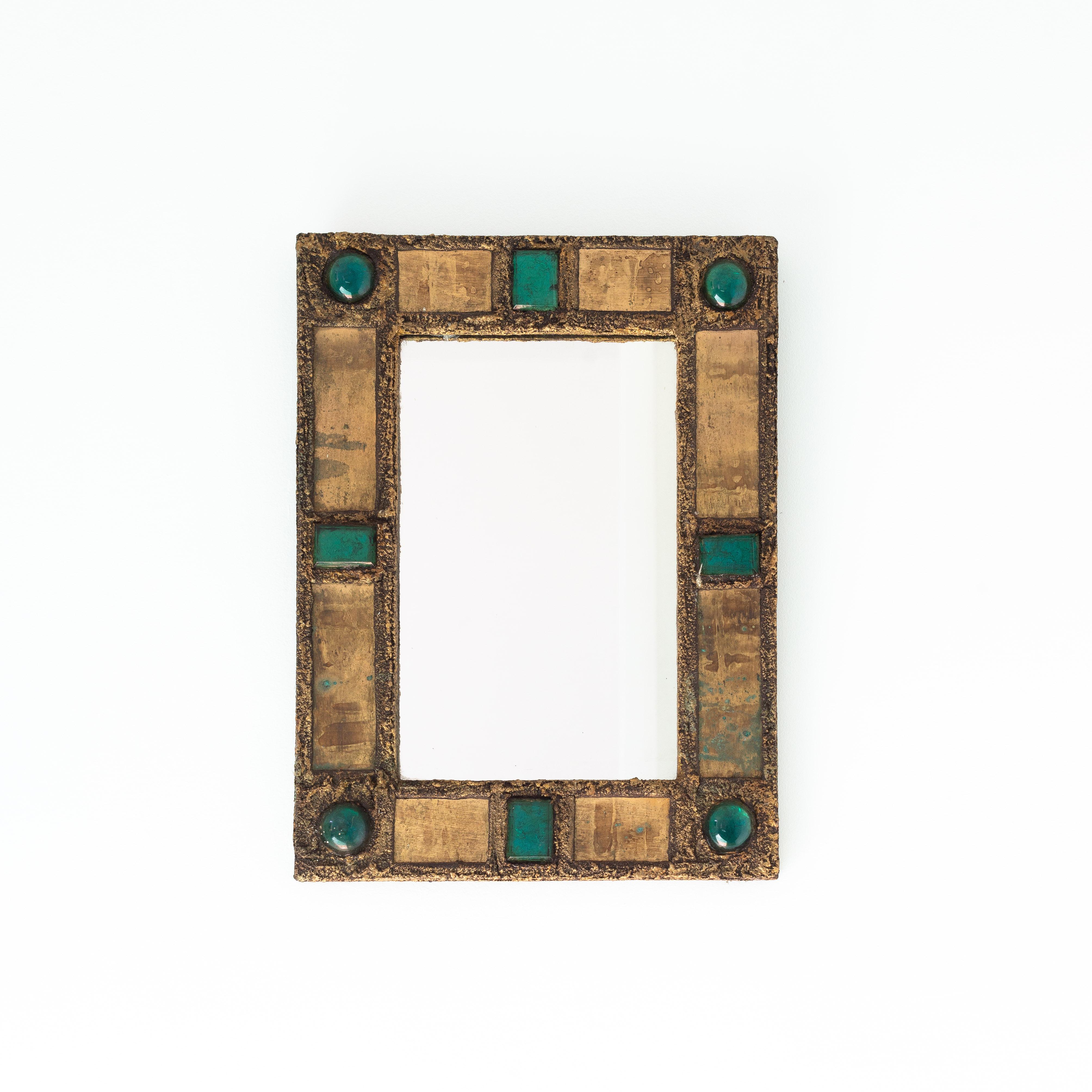 Wall Mirror by Irena Jaworska, Copper and Talosel, France 1970s In Good Condition For Sale In ROUEN, FR