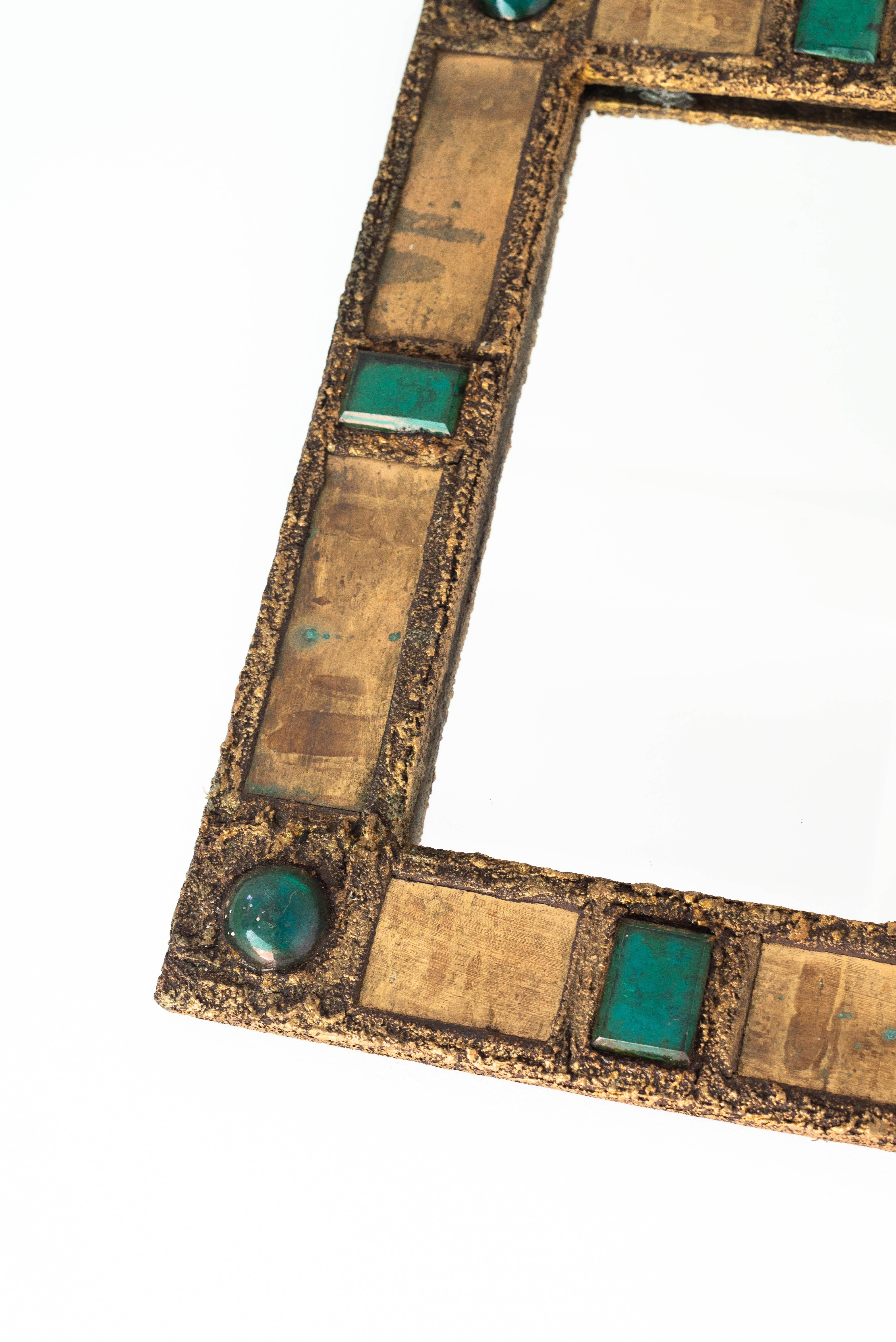 Wall Mirror by Irena Jaworska, Copper and Talosel, France 1970s For Sale 1