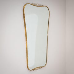 Wall Mirror by Luigi Brusotti, Brass & Glass, Italy, 1940s