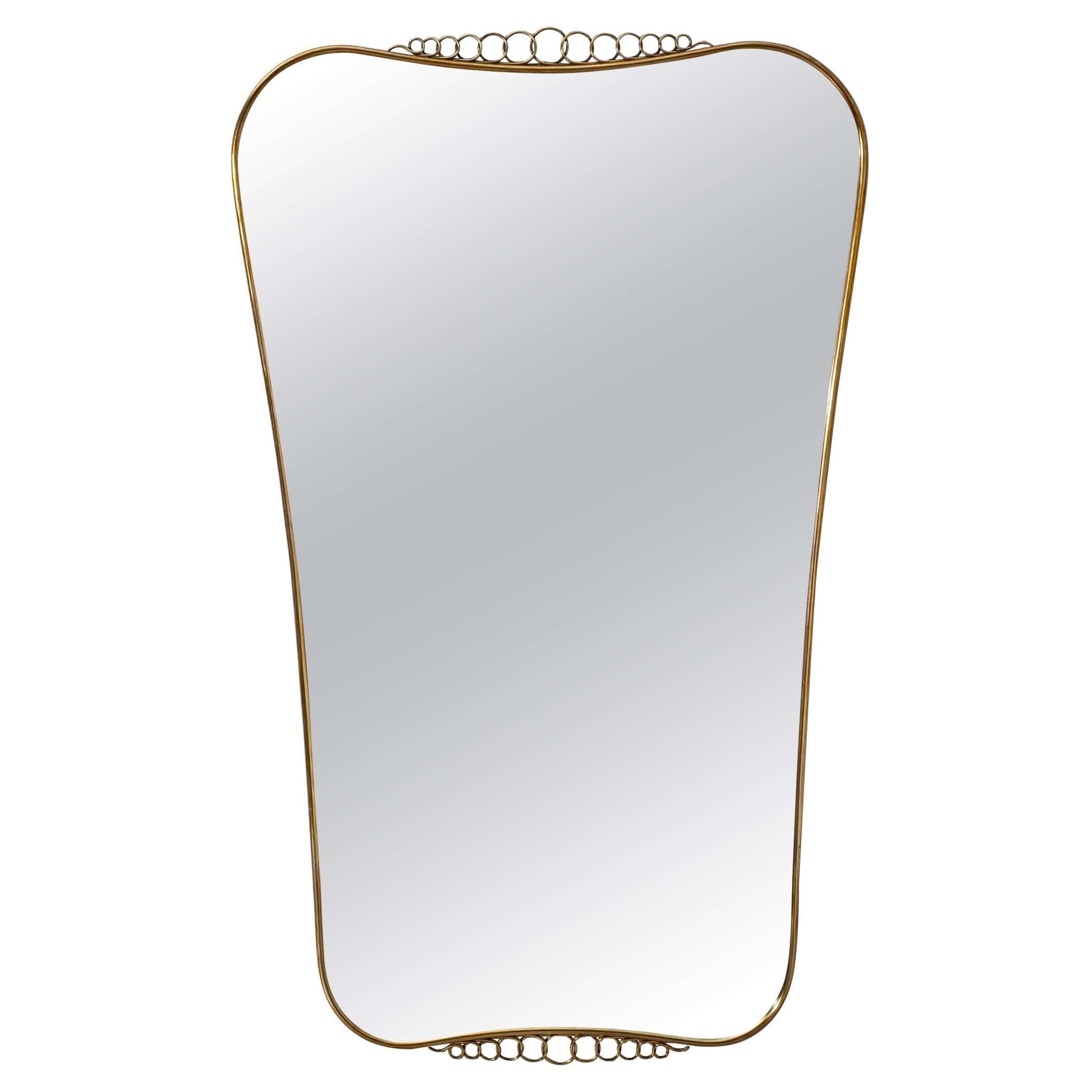 Wall Mirror by Luigi Brusotti, Brass & Glass, Italy, 1940s For Sale
