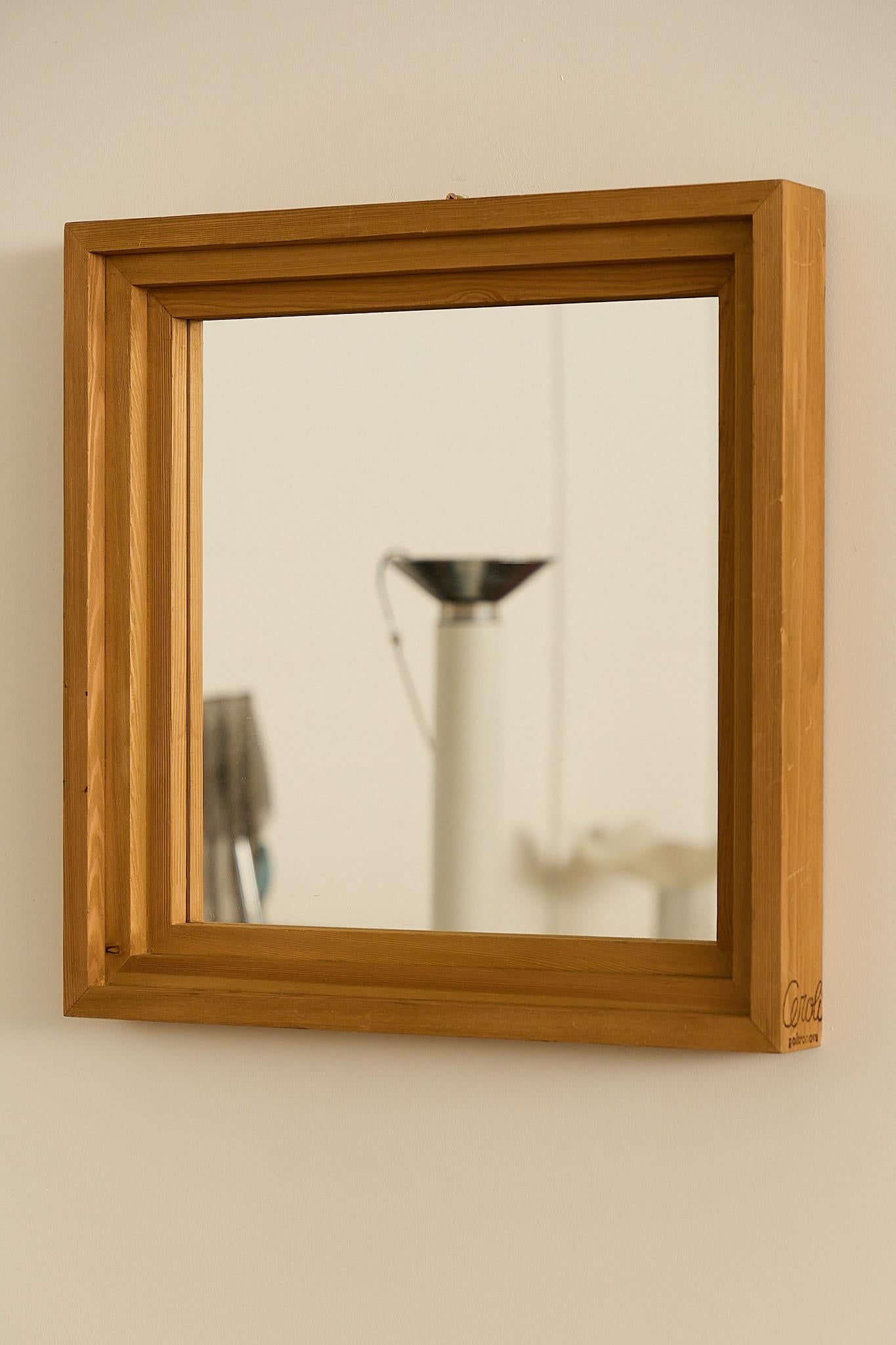 Wood Wall Mirror by Mario Ceroli for Poltronova For Sale