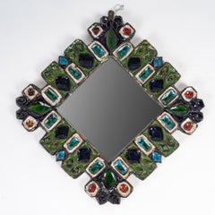 Wall Mirror by Roland Zobel, circa 1970, Ceramic.