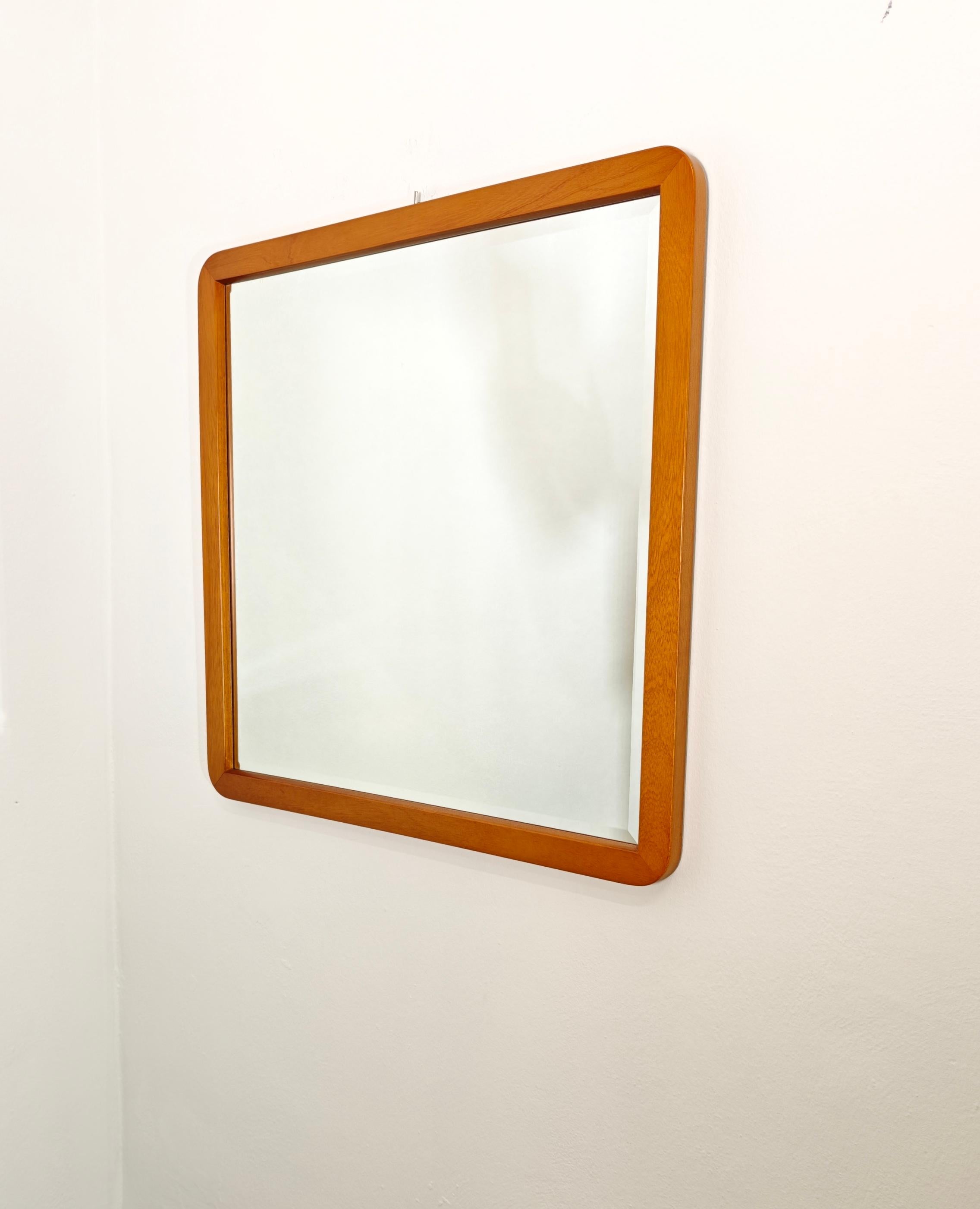 Espejo de Pared Madera de Cerezo Vidrio Esmerilado Calligaris Cuadrado Moderno Italia Años 90 en venta 5