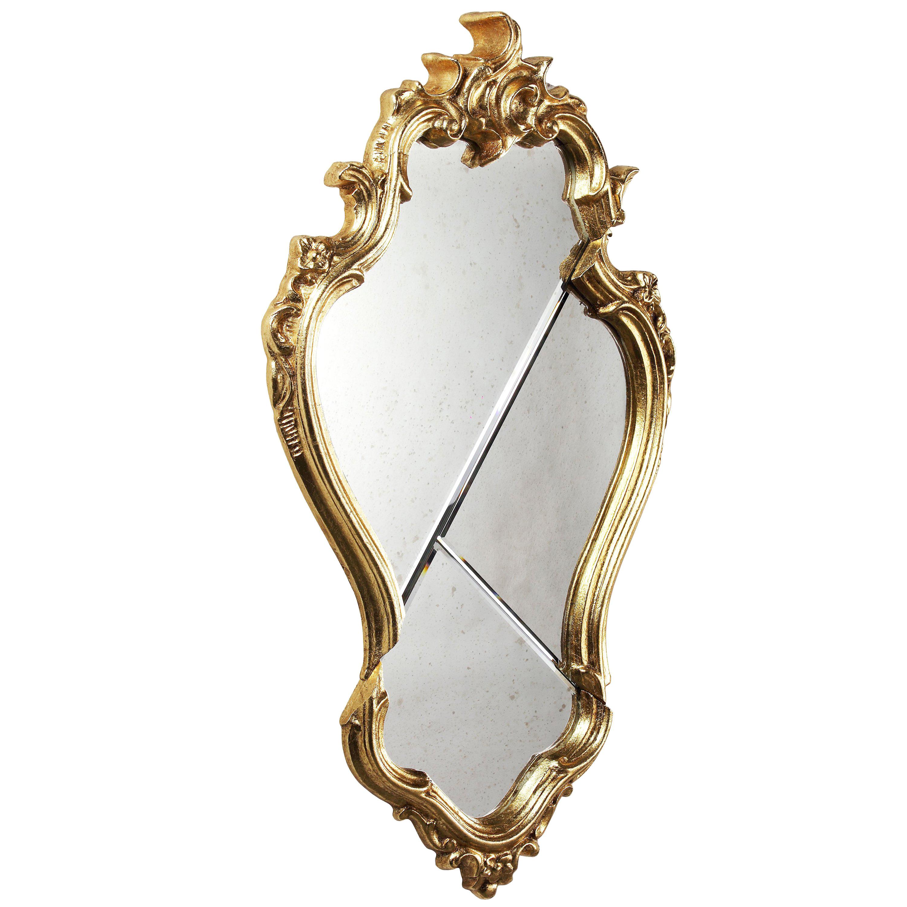 Wall Mirror Classic Frame Gold Rococo Baroque Contemporary Design Made in Italy For Sale