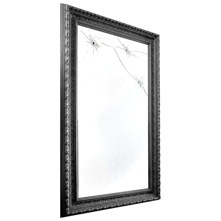 Wall Floor Mirror Full-Length Black Classic Frame Rectangular Collectible Design For Sale