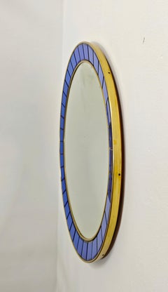 Wall Mirror Cristal Art Model 2679 Blue Crystal Brass Italian Design 1950s