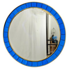 Wall Mirror Cristal Art Model 2679 Blue Crystal Brass Italian Design 1950s