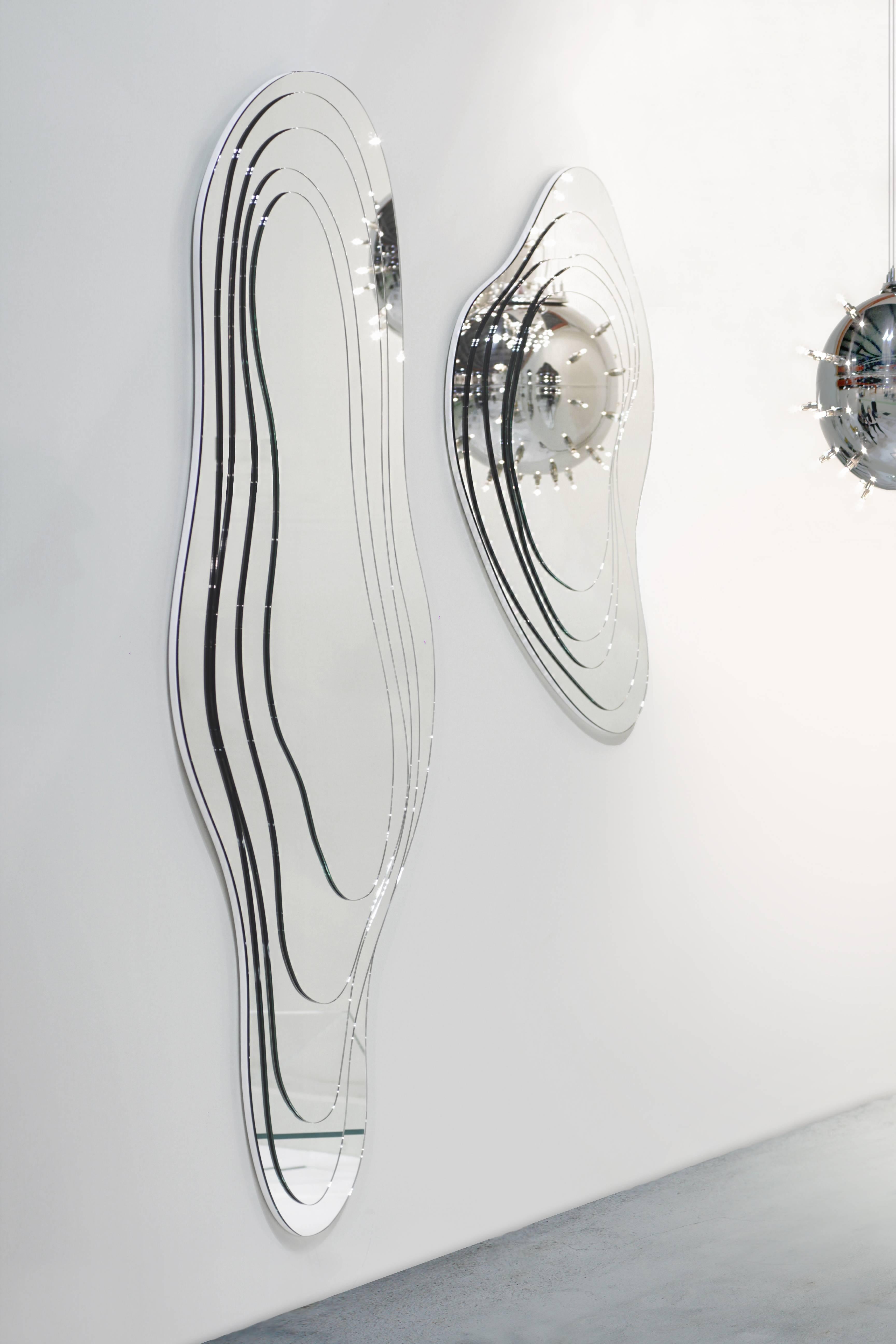 Italian Wall or Console Decorative Mirror Curved Design Contemporary Design Italy For Sale