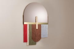 DOOQ Mid-Century Modern Souk Papaya Spiegel in Nussbaum Natur&Weiß Marmor&Seide