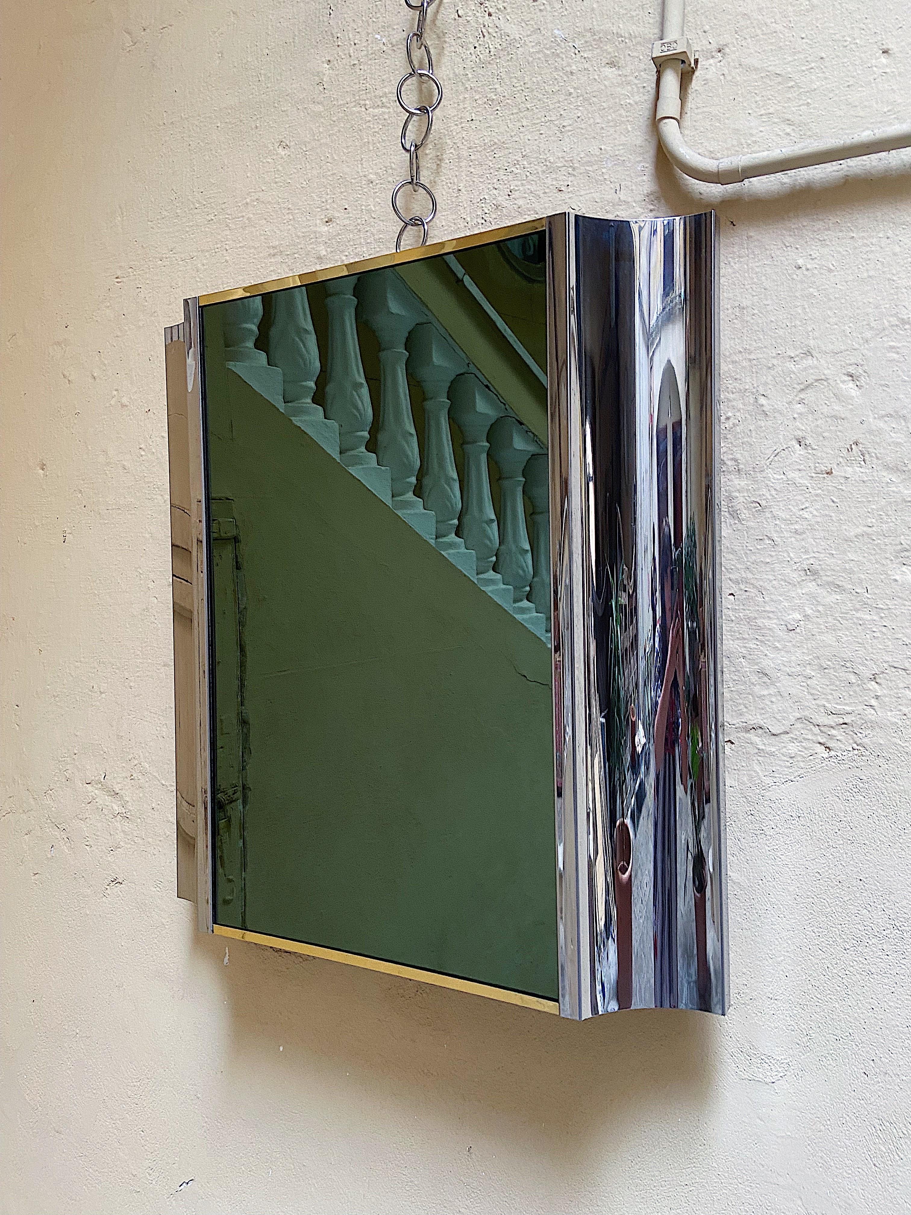 Mid-Century Modern Wall Mirror Designed by Willy Rizzo for Cidue Italy, 1970s For Sale