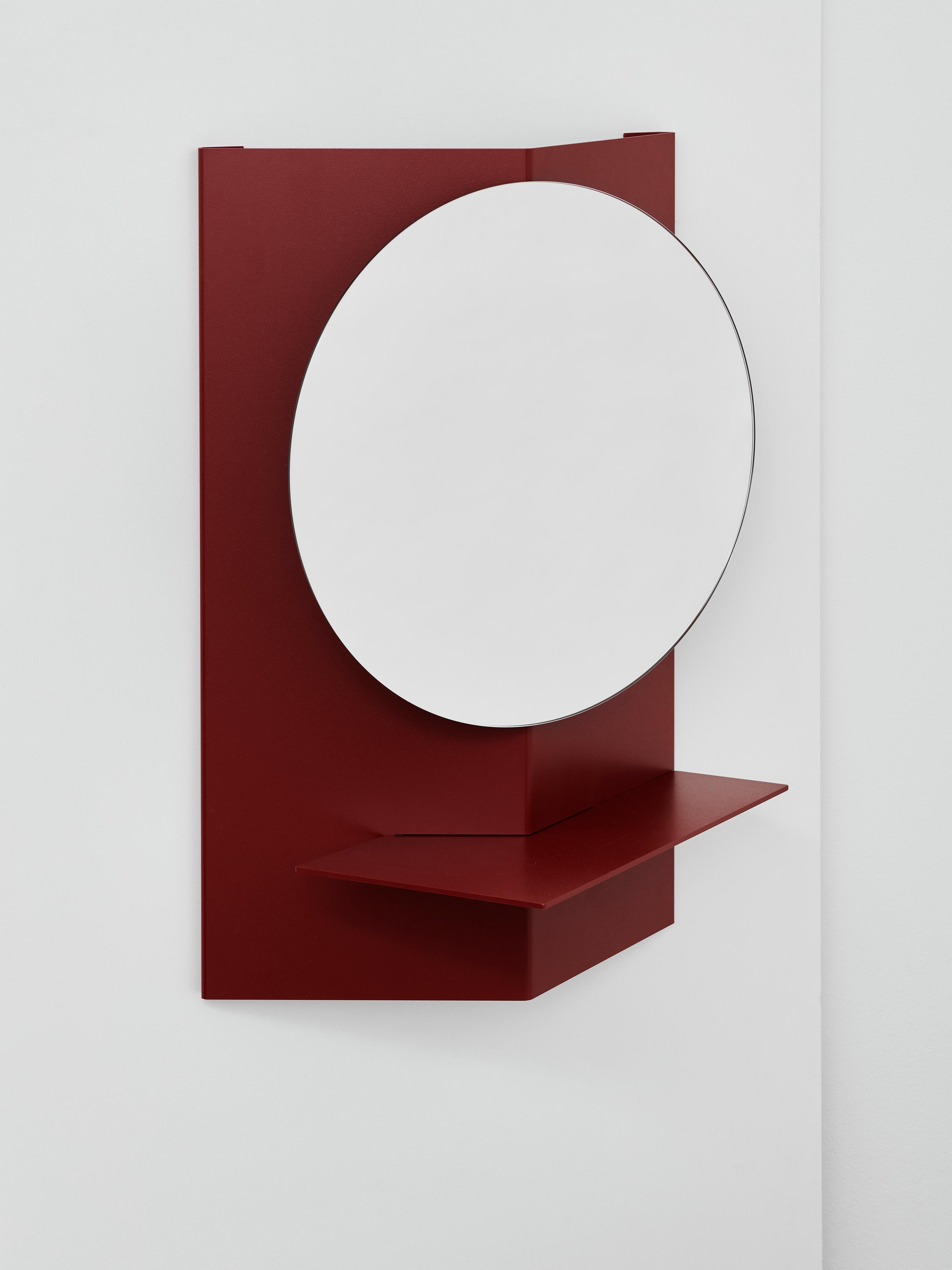 Minimalist Wall Mirror, Folded Handcrafted in Germany by Atelier Ferraro For Sale
